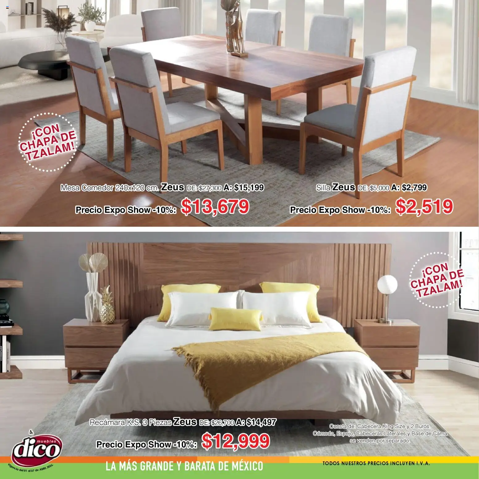 Nuevas ofertas de Muebles Dico válidas en toda la República Mexicana desde el 01.04.2026. ¡Encuentra las mejores ofertas en Muebles Dico catálogo Expo Show! | Página: 4 | Productos: Silla, Chapa, Cama, Mesa