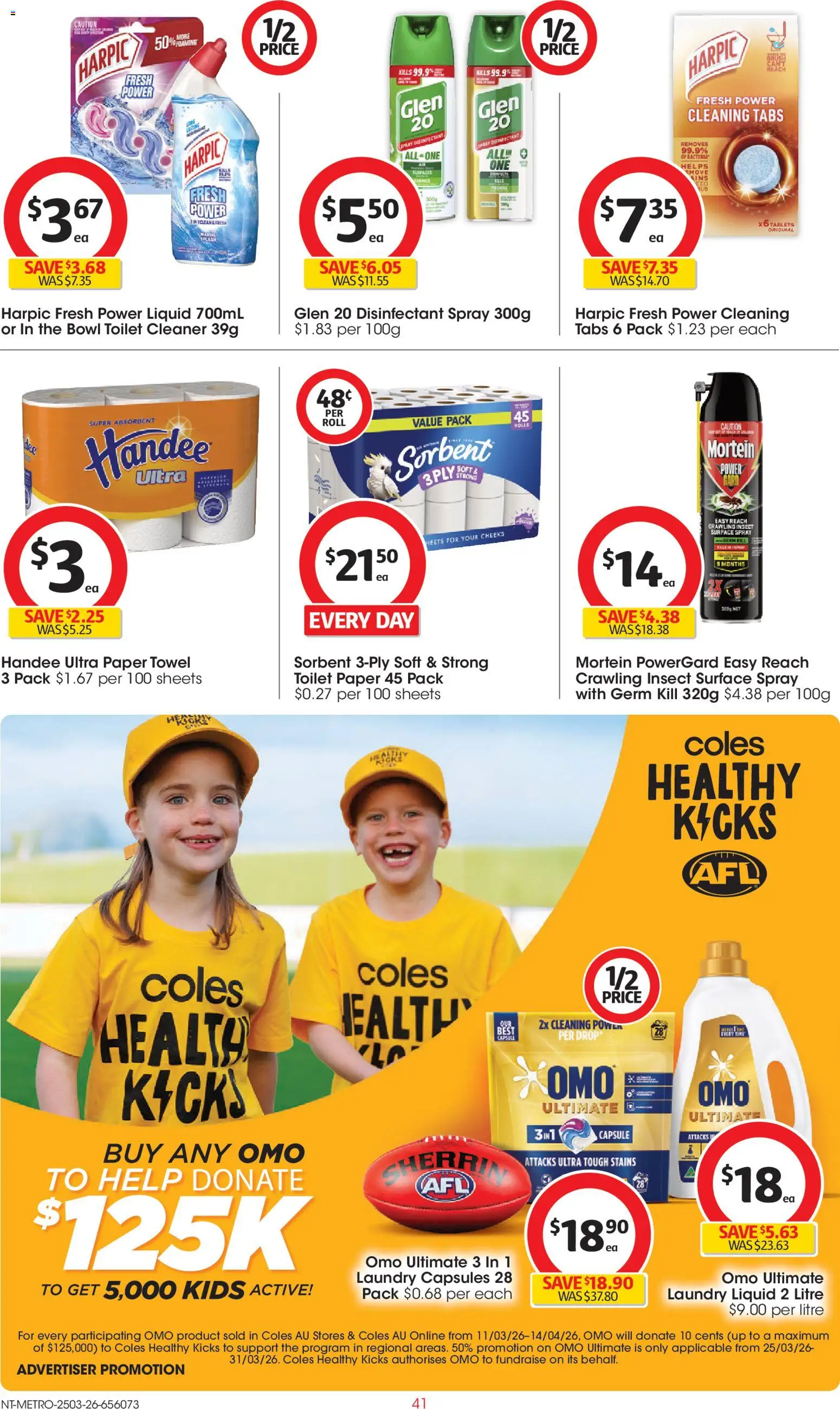 Coles catalogue - valid from 25.03.2026 | Page: 41 | Products: Toilet, Cleaner, Toilet paper, Laundry