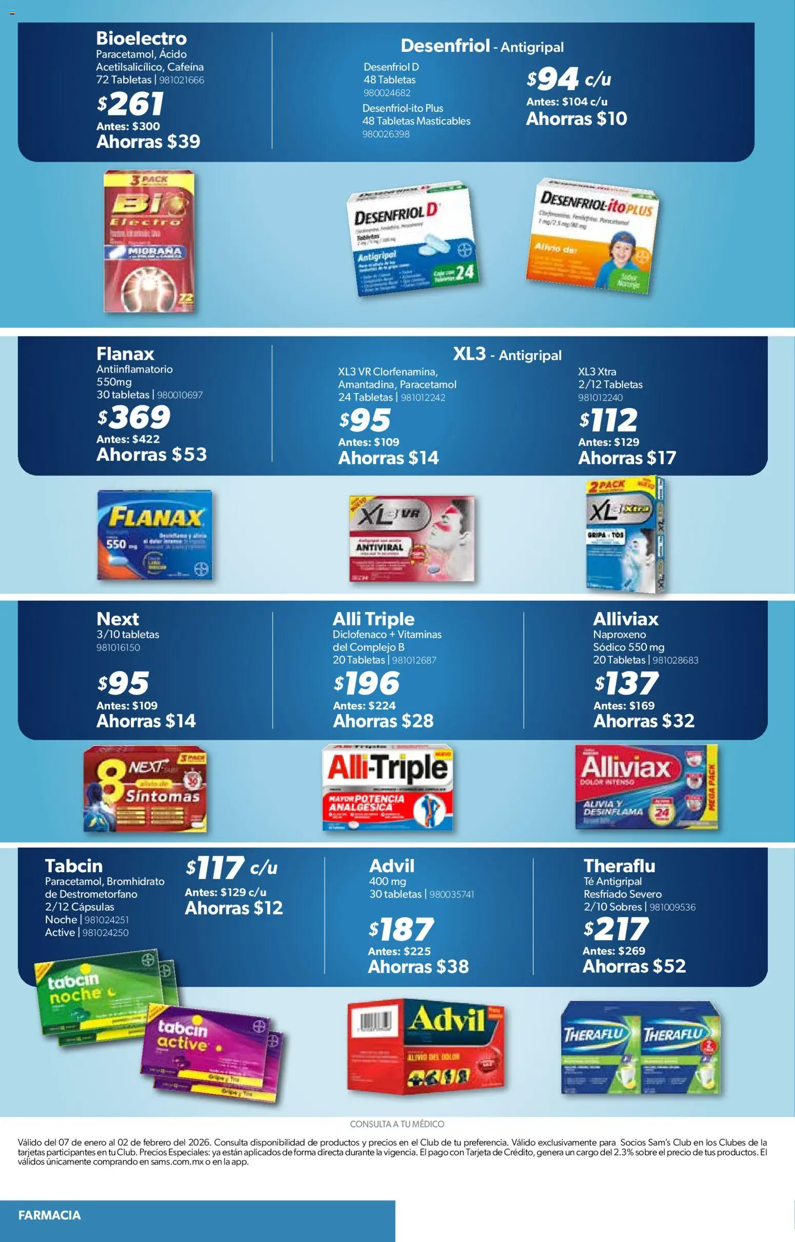 Nuevas ofertas de Sam's Club válidas en toda la República Mexicana desde el 07.01.2026. ¡Encuentra las mejores ofertas en Sam's Club catálogo! | Página: 10 | Productos: Antiinflamatorio, Antigripal, Vitaminas, Sobre