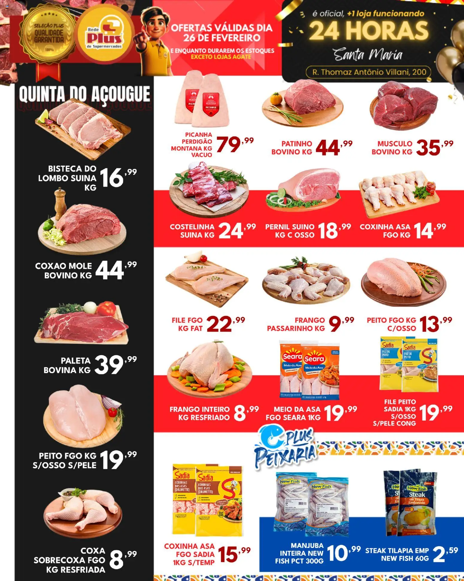 Rede Plus Supermercados Folheto - válido de 25.02.2026 | Página: 2 | Produtos: Picanha, Lombo, Tilápia, Frango