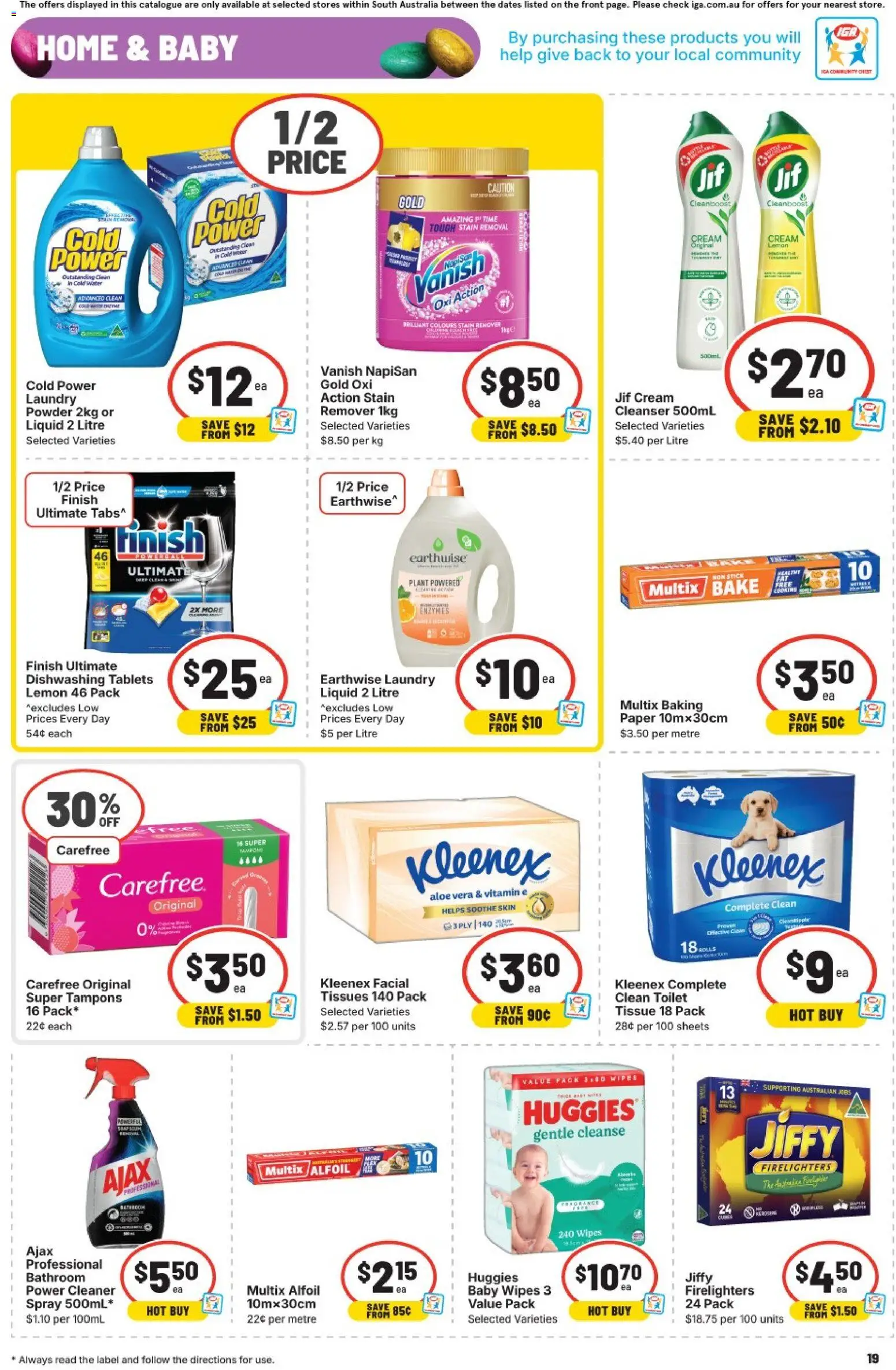 IGA catalogue - valid from 25.03.2026 | Page: 15 | Products: Cleaner, Laundry, Tampons, Bathroom