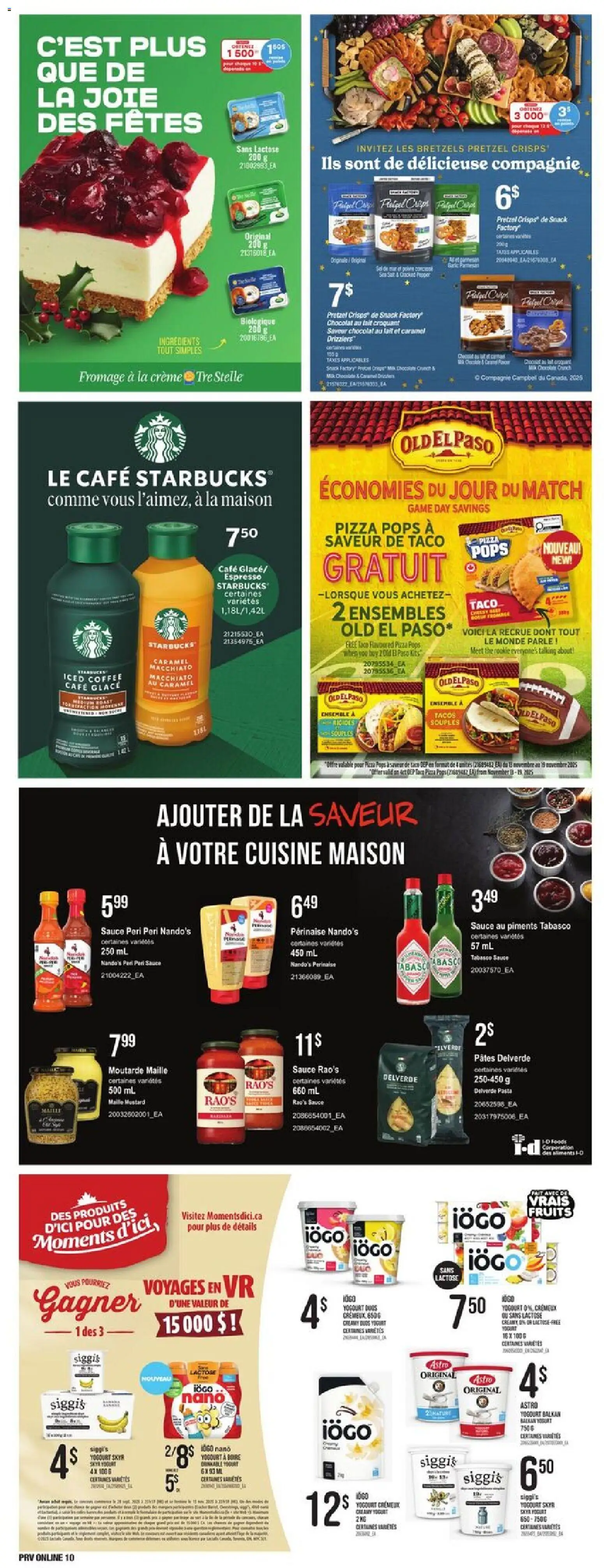 Provigo flyer valid from 13.11.2025 | Page: 11 | Products: Chips, Yogurt, Coffee, Pizza
