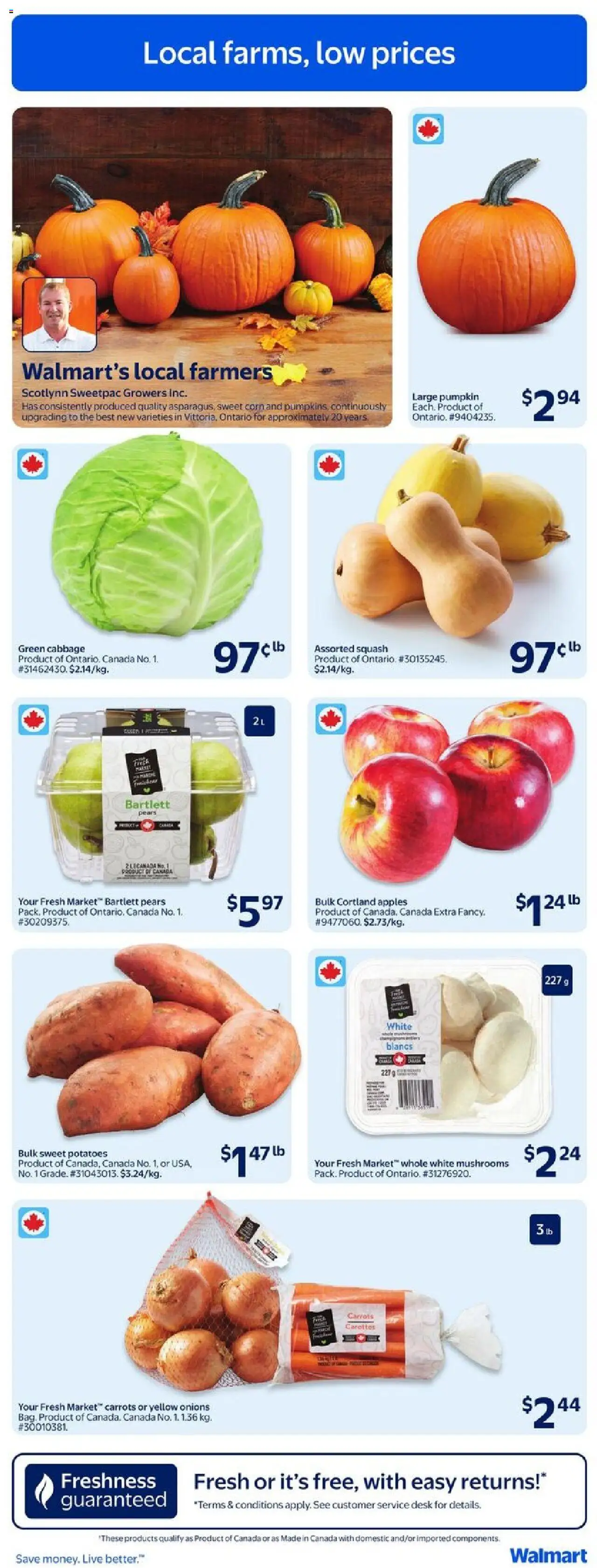 Walmart flyer valid from 18.09.2025 | Page: 5 | Products: Potatoes, Pumpkin, Apples