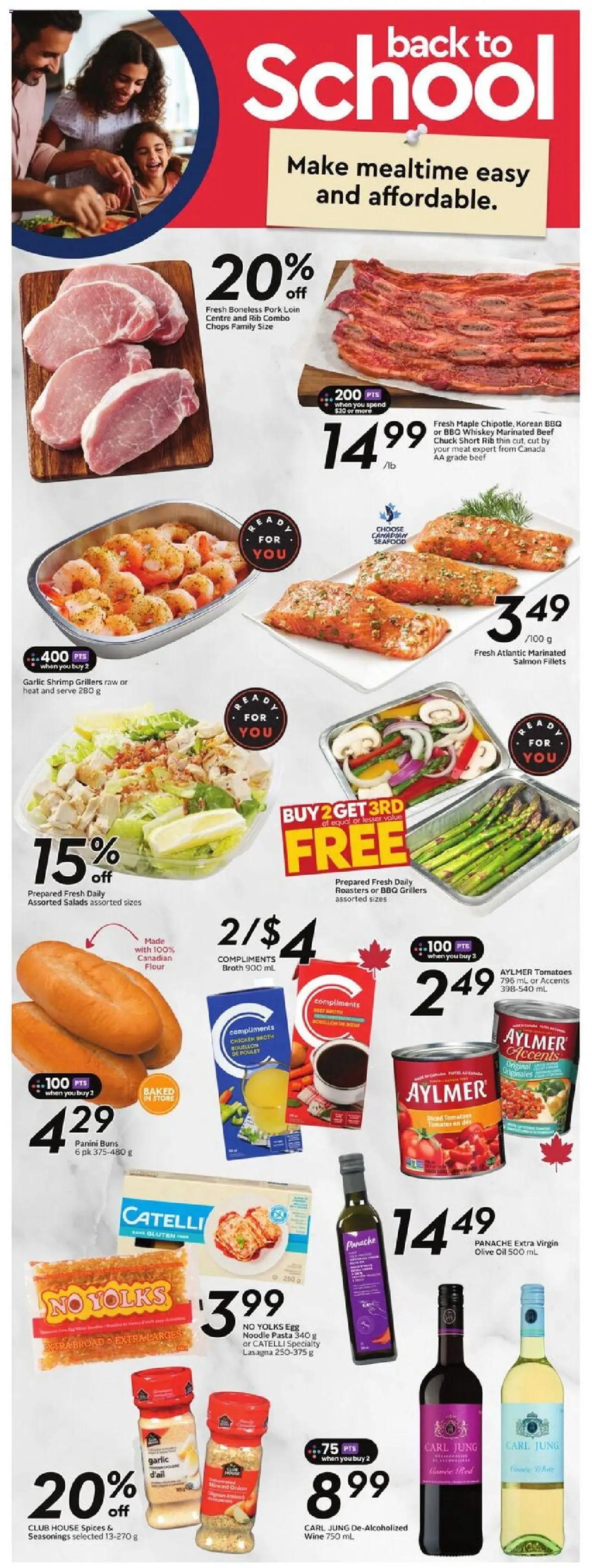Safeway flyer valid from 04.09.2025 | Page: 7 | Products: Pasta, Oil, Wine, Tomatoes