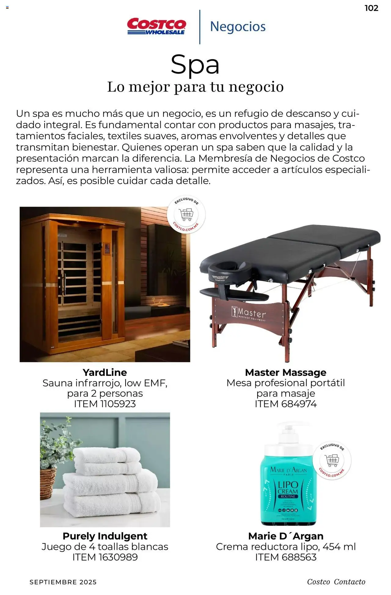 Nuevas ofertas de Costco válidas en toda la República Mexicana desde el 10.09.2025. ¡Encuentra las mejores ofertas en Costco - Catálogo Septiembre! | Página: 102 | Productos: Crema, Juego, Body, Mesa