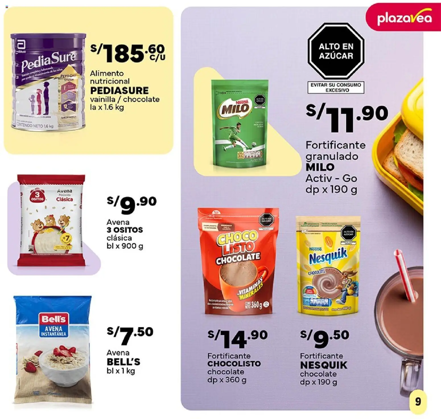 Catálogo Plaza Vea válido desde 27.02.2026 | Página: 9 | Productos: Chocolate, Avena