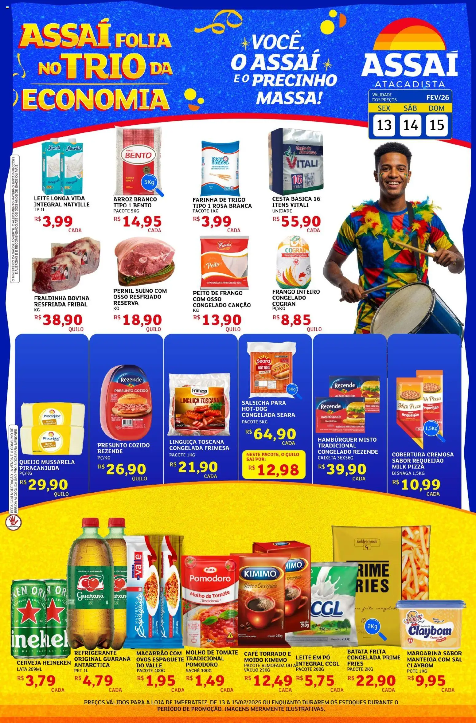 Assaí Atacadista Folheto - válido de 13.02.2026 | Página: 1 | Produtos: Café, Sal, Requeijão, Margarina