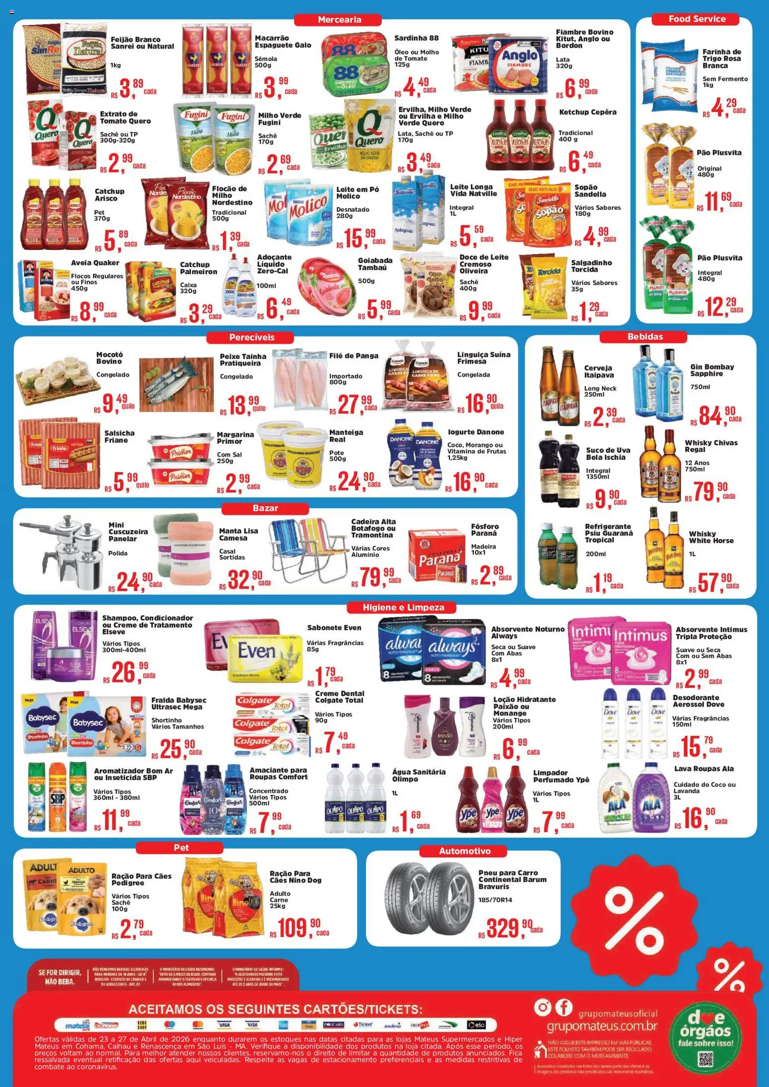 Mateus Folheto - válido de 23.04.2026 | Página: 2 | Produtos: Linguiça, Roupas, Dove, Inseticida