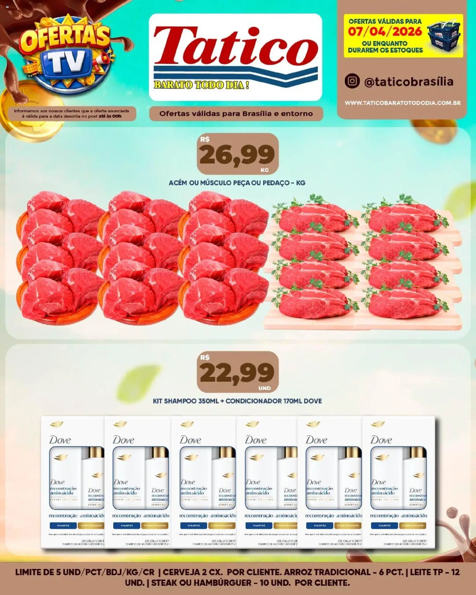 Tatico Folheto - válido de 07.04.2026 | Página: 14 | Produtos: Shampoo, Acém, Cerveja, Arroz