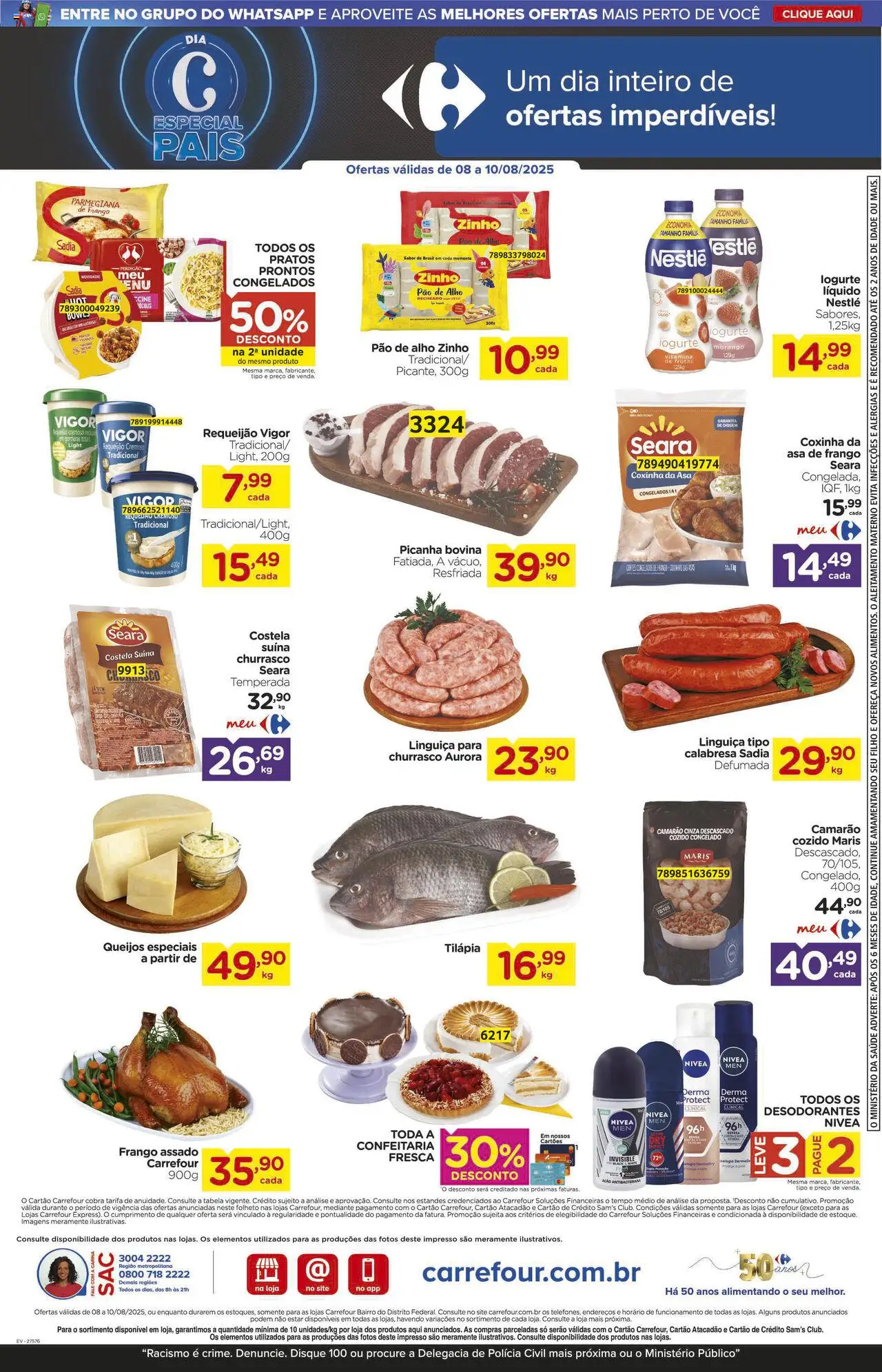 Carrefour Bairro Folheto - válido de 08.08.2025 | Página: 2 | Produtos: Alho, Asa de frango, Tilápia, Frango
