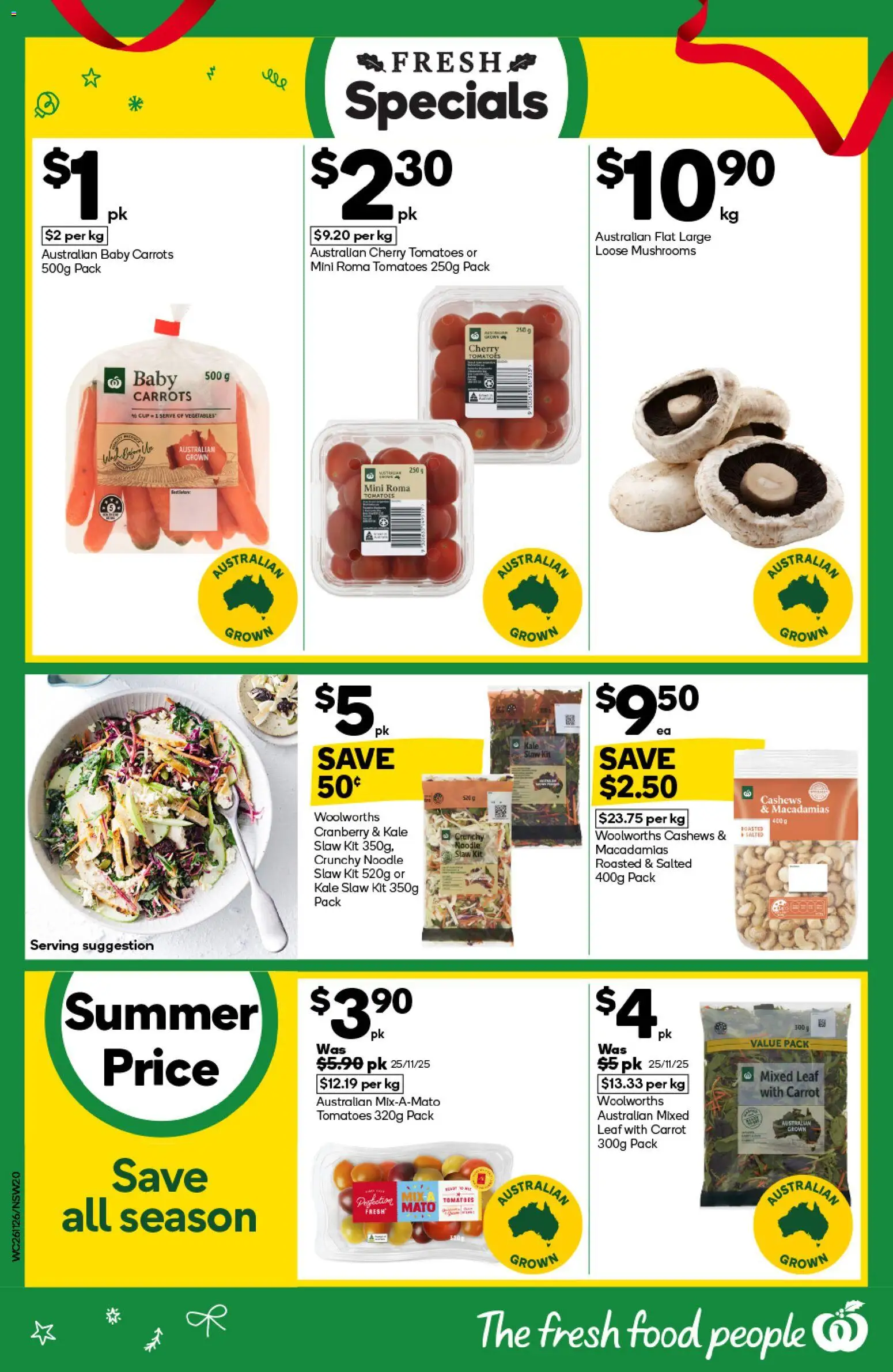 Woolworths catalogue - valid from 26.11.2025 | Page: 20 | Products: Kale, Tomatoes, Mushrooms, Carrots