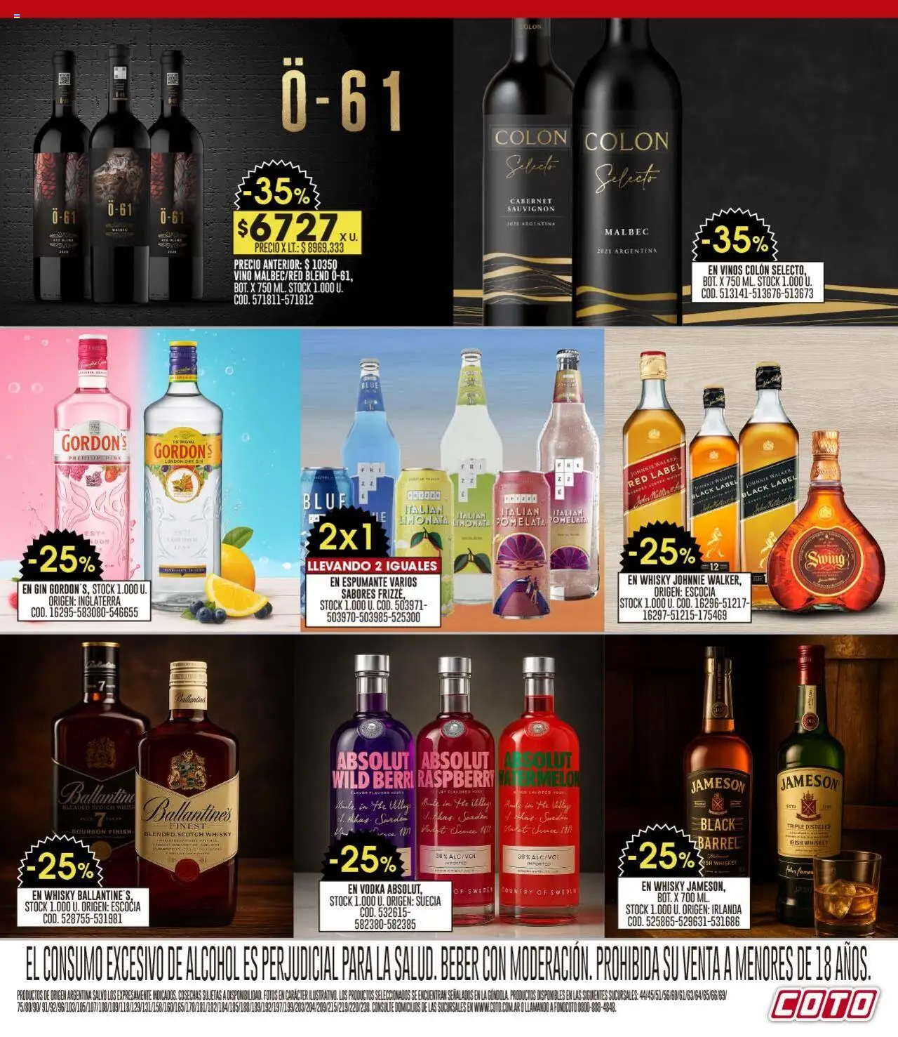 Coto ofertas │ válido desde el 25.08.2025 | Página: 15 | Productos: Vodka, Whisky, Gin, Vino