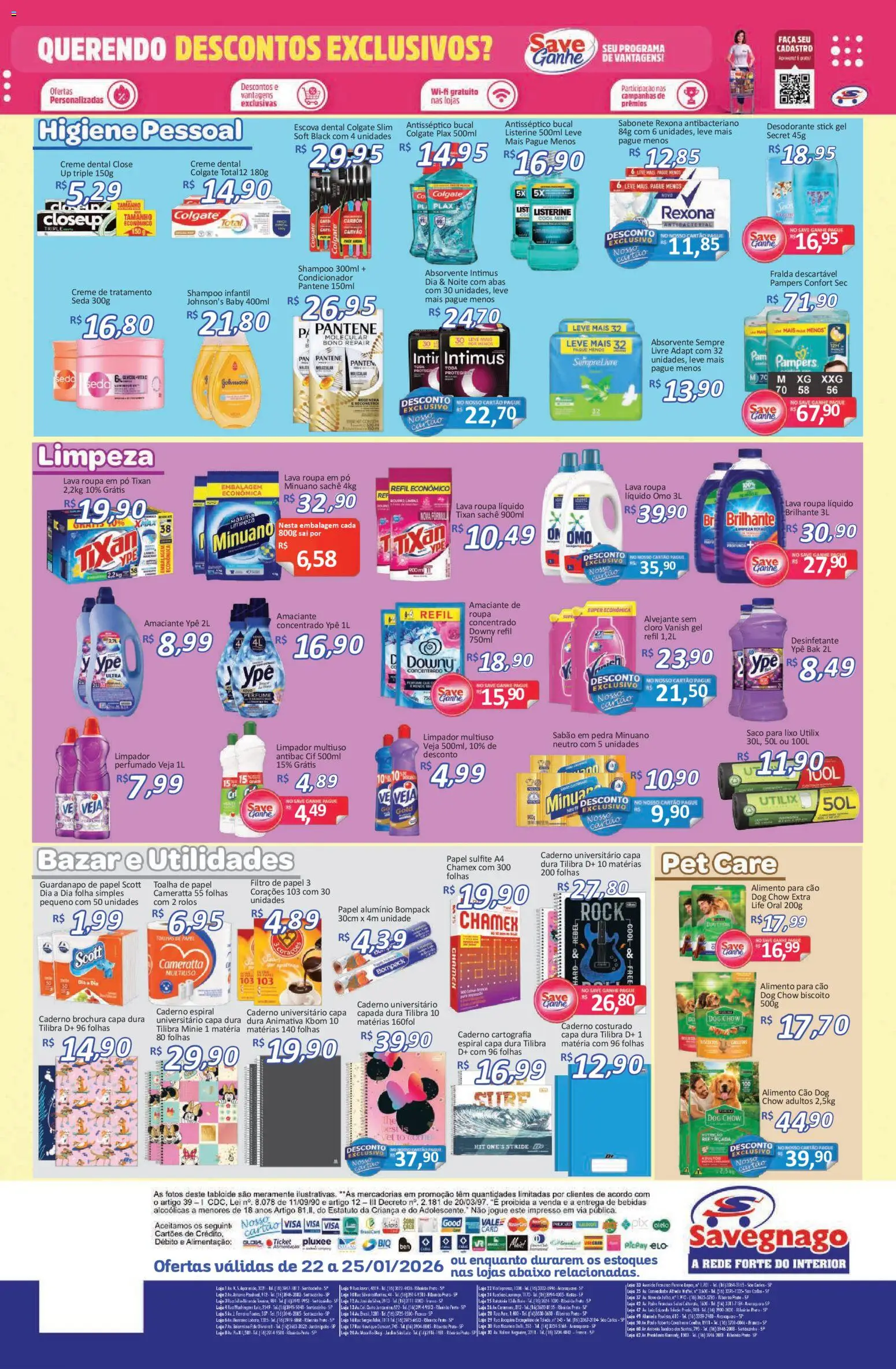 Savegnago Folheto - válido de 22.01.2026 | Página: 4 | Produtos: Pampers, Desodorante, Papel sulfite, Absorvente