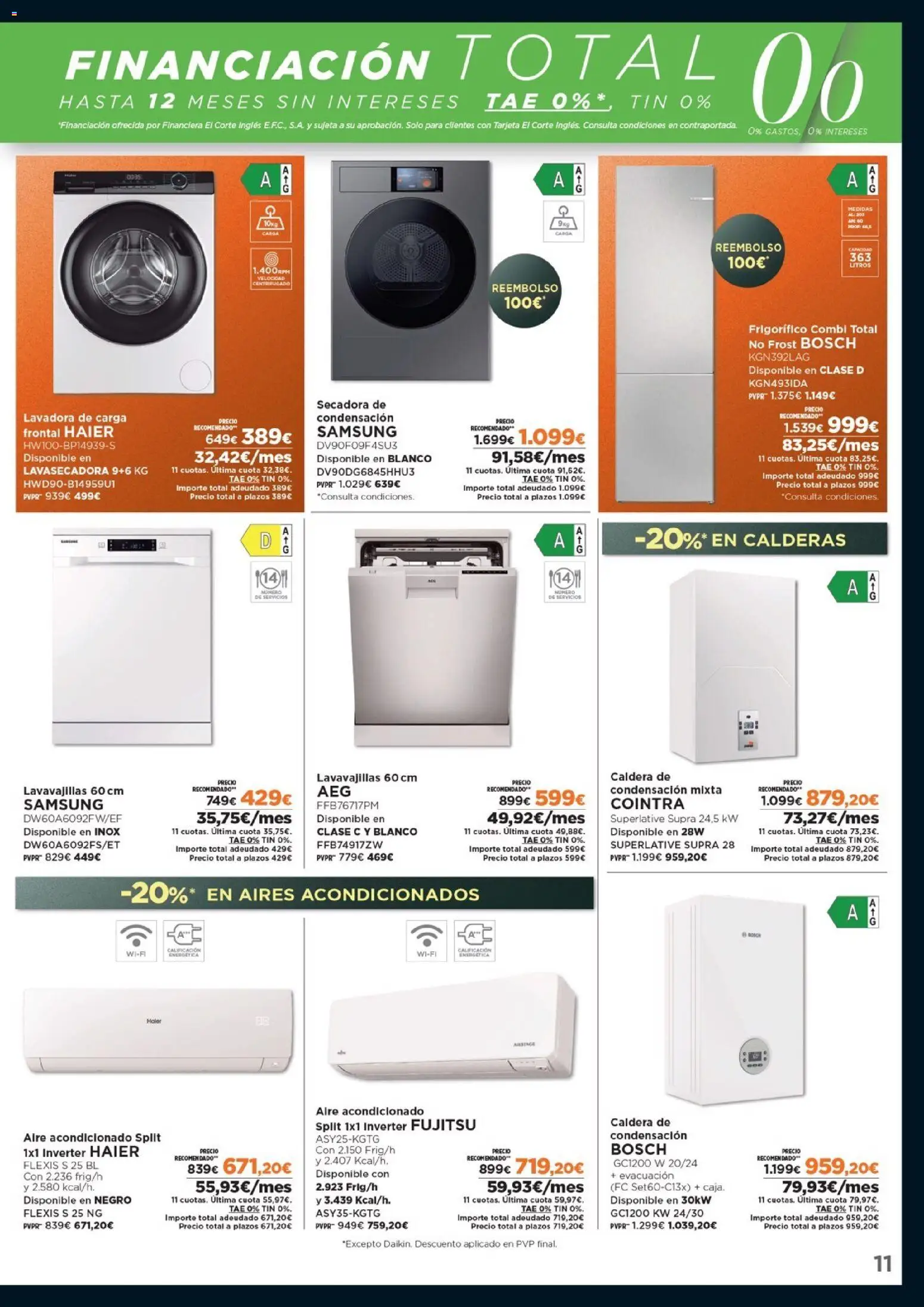 Nuevas ofertas de El Corte Inglés válidas en toda la República Mexicana desde el 17.11.2025. ¡Encuentra las mejores ofertas en El Corte Inglés Black Friday! | Página: 11 | Productos: Secadora, Lavadora, Lavavajillas, Aire acondicionado