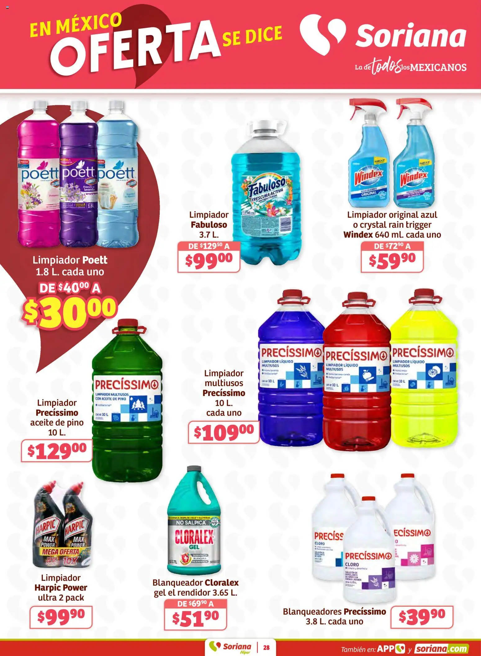 Nuevas ofertas de Soriana válidas en toda la República Mexicana desde el 12.02.2026. ¡Encuentra las mejores ofertas en Soriana - Preciazazaso Híper: BCS, Jal, Nay, Sin, Son! | Página: 28 | Productos: Aceite, Limpiador, Cloro