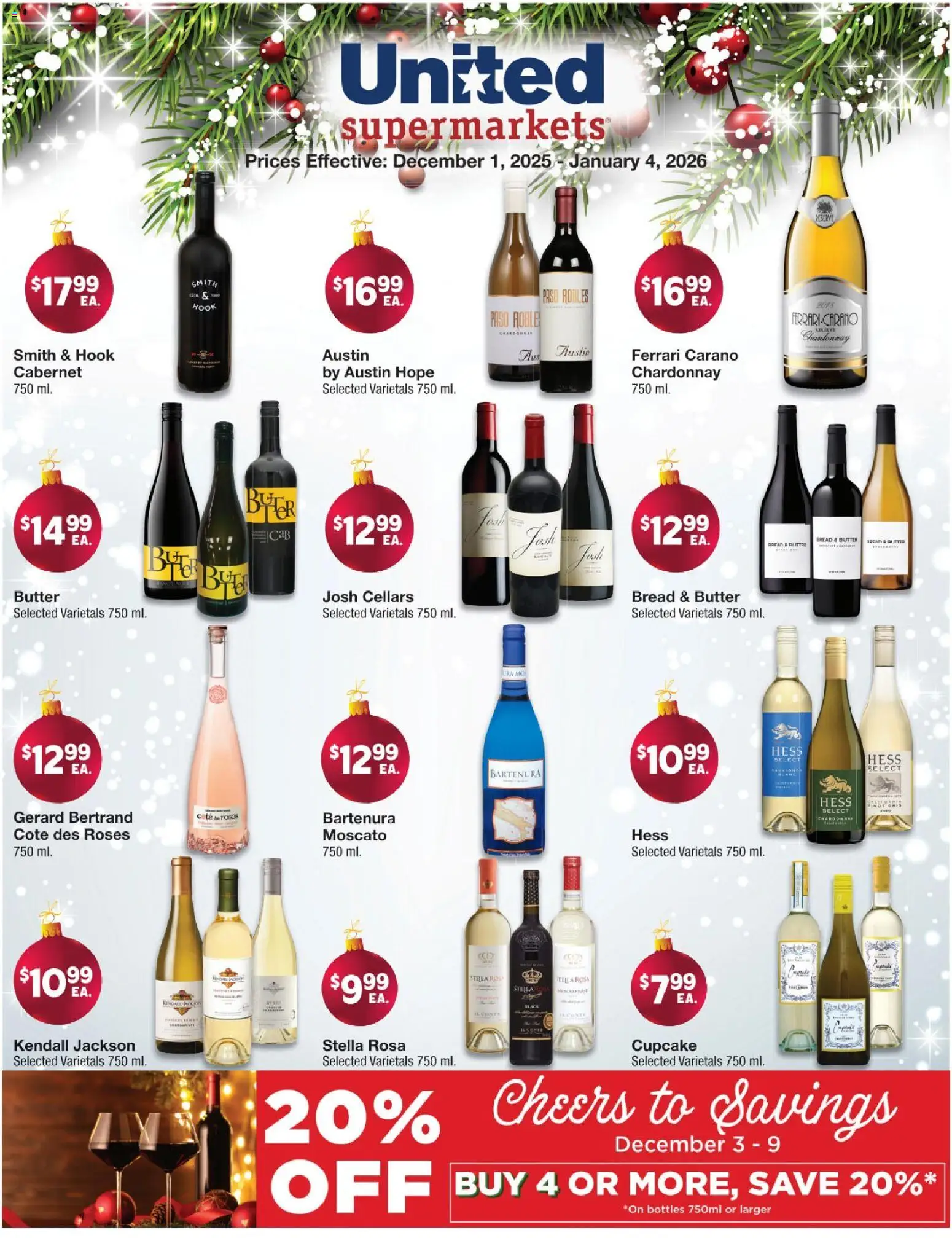 United Supermarkets Wine & Spirits Flyer - valid from 01.12.2025 | Page: 2 | Products: Hook, Butter, Bread, Cupcake