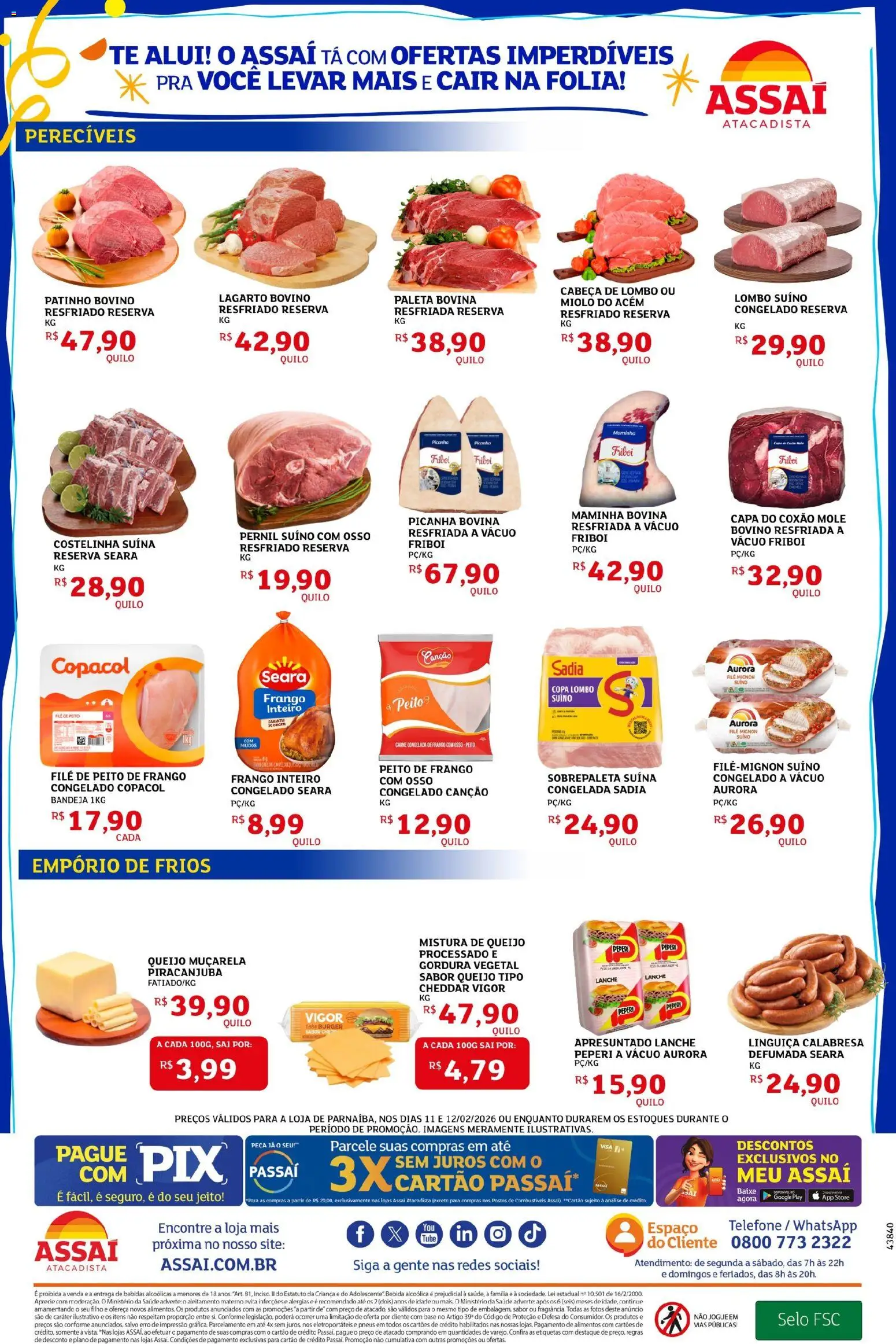 Assaí Atacadista Folheto - válido de 11.02.2026 | Página: 2 | Produtos: Filé mignon, Lombo, Queijo, Copa