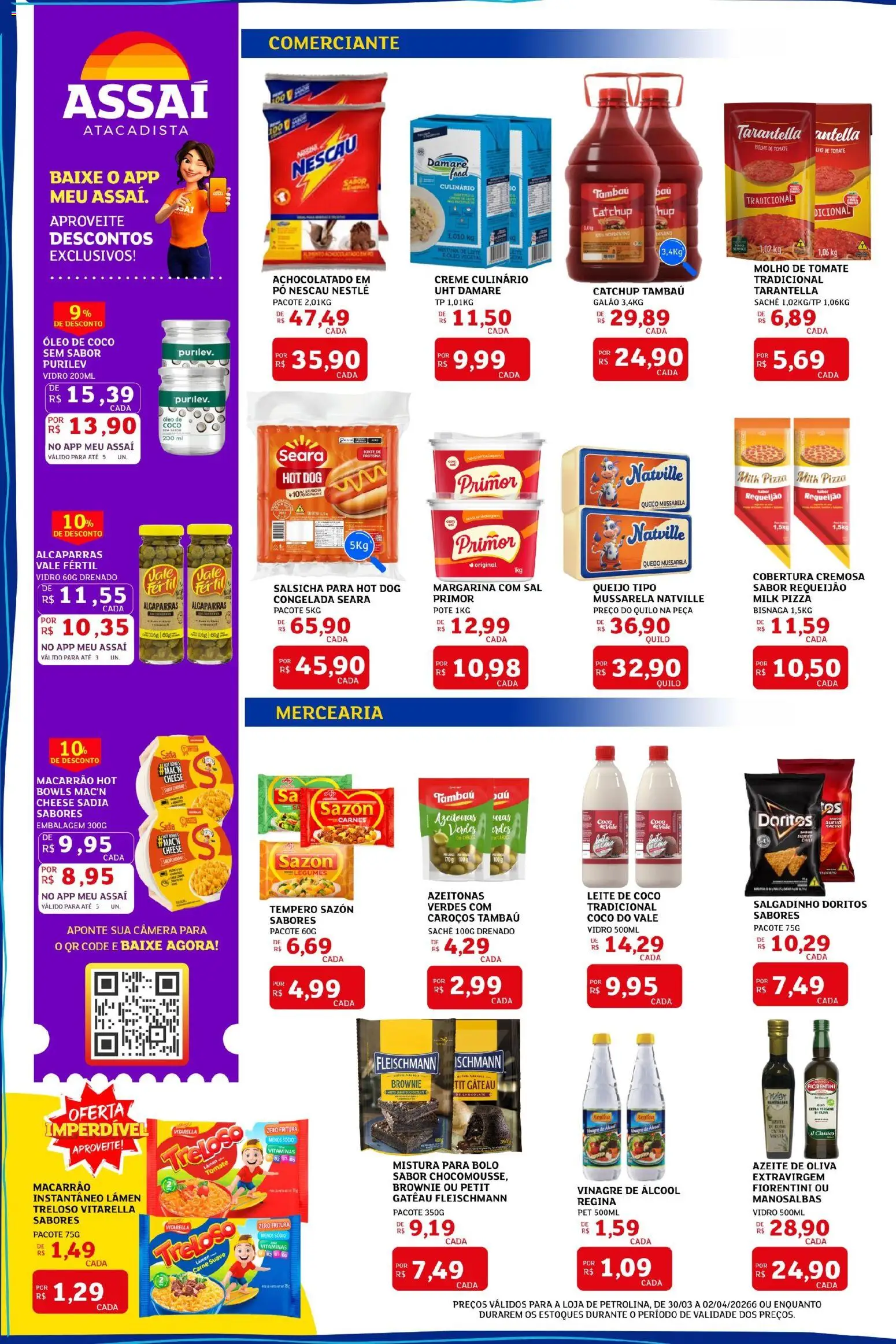 Assaí Atacadista Folheto - válido de 30.03.2026 | Página: 2 | Produtos: Azeitonas, Chocolate, Azeite, Margarina