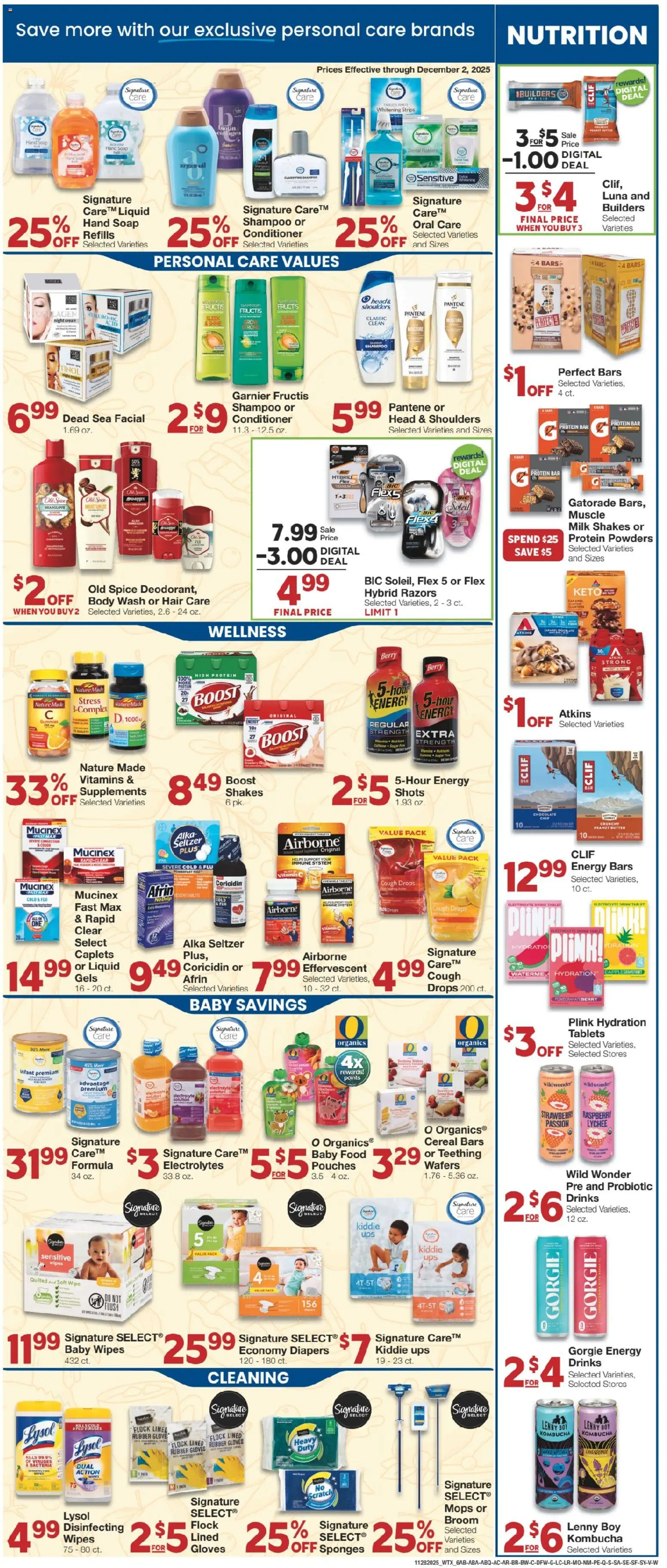 United Supermarkets Weekly Ad - valid from 28.11.2025 | Page: 6 | Products: Vitamin, Butter, Body Wash, Baby food
