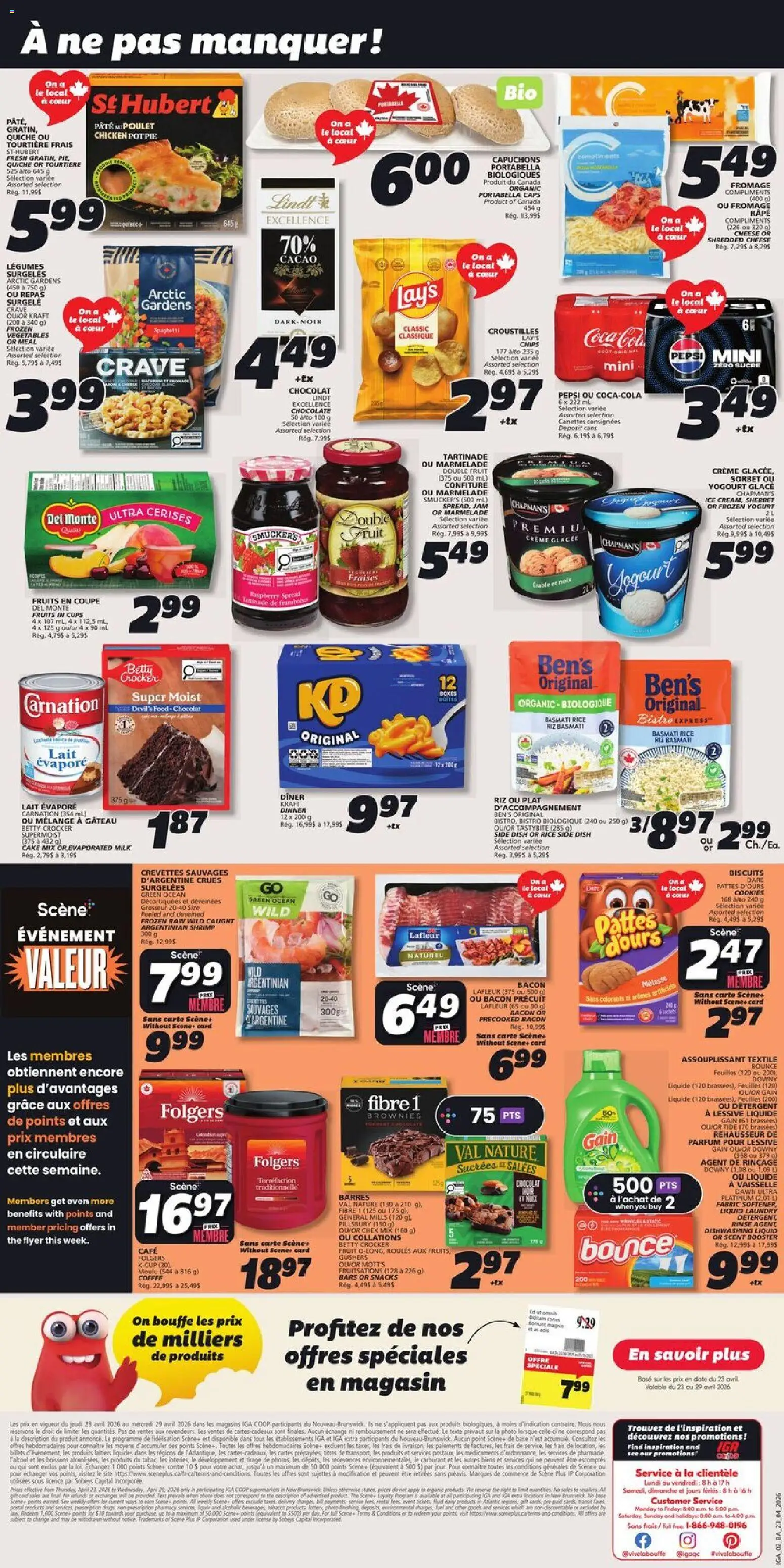 IGA flyer valid from 23.04.2026 | Page: 2 | Products: Detergent, Coffee, Chocolate, Chicken