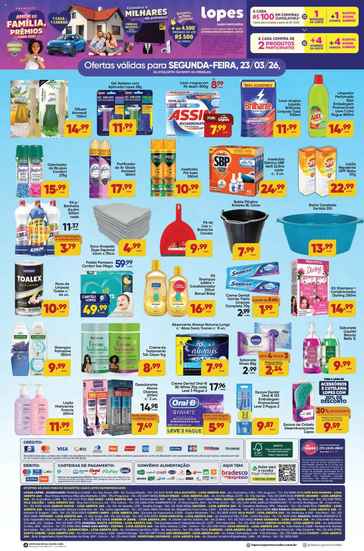 Lopes Supermercados Folheto - válido de 23.03.2026 | Página: 2 | Produtos: Pampers, Pó, Borracha, Sabonete líquido