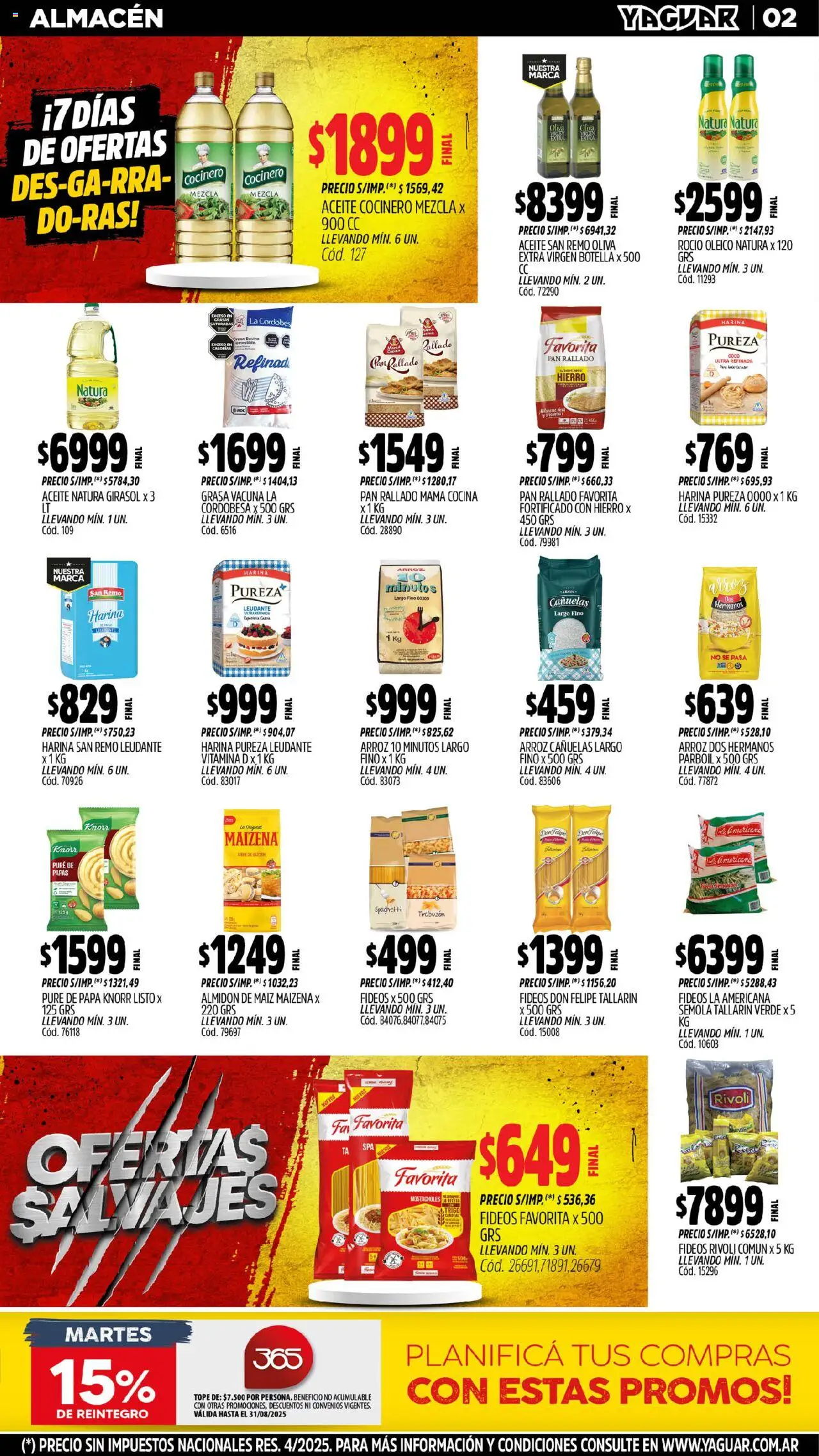 Yaguar - Salta │ válido desde el 04.08.2025 | Página: 2 | Productos: Cocina, Harina, Oliva, Pan