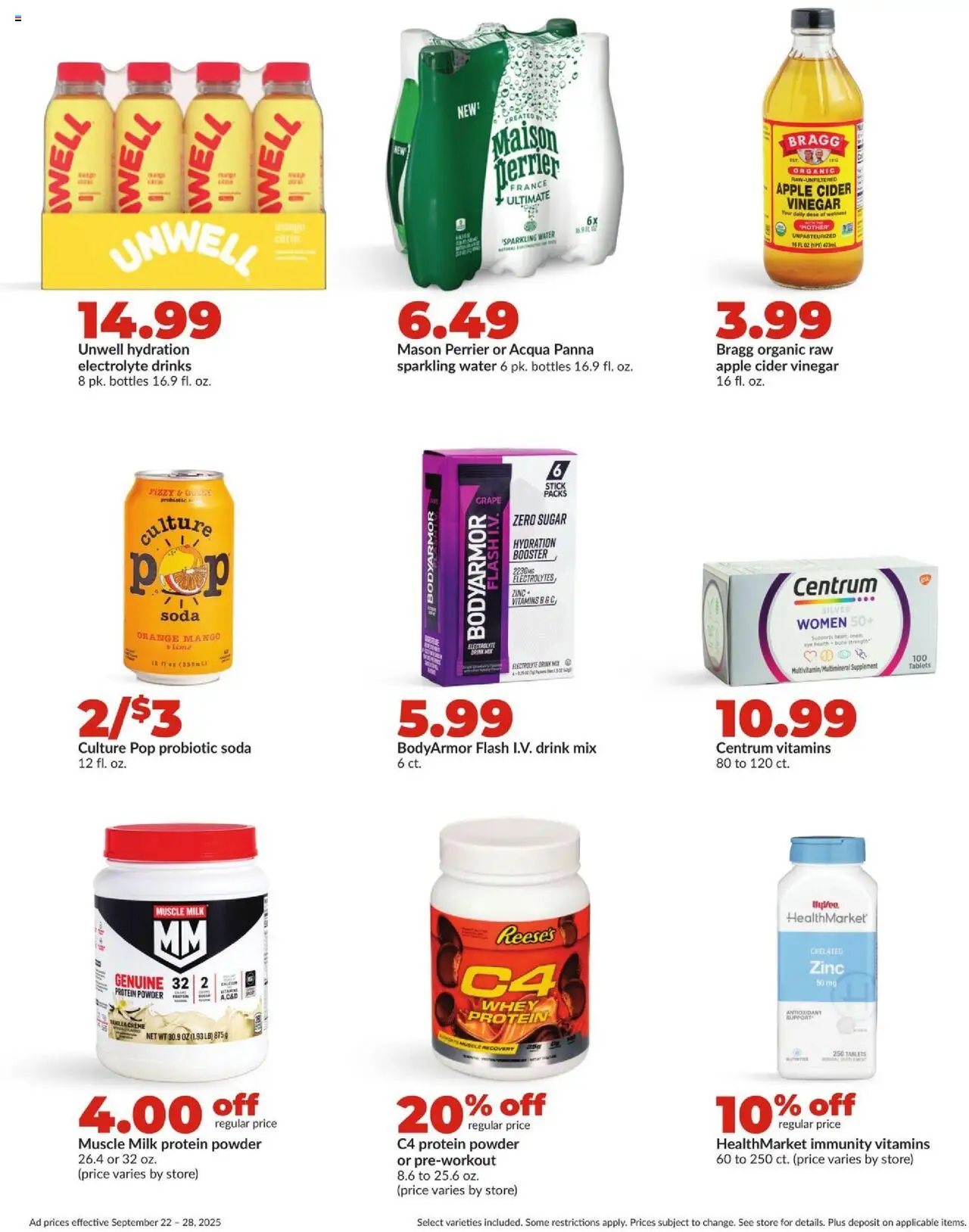 HyVee Weekly Ad - valid from 22.09.2025 | Page: 29 | Products: Cider, Protein Powder, Water, Lime