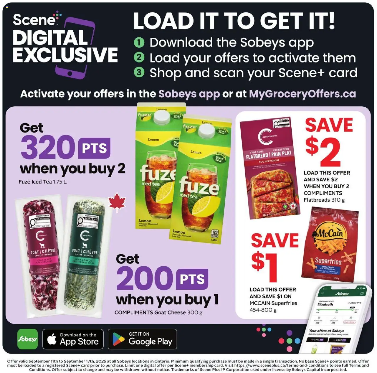 Sobeys flyer valid from 11.09.2025 | Page: 13 | Products: Tea, Cheese