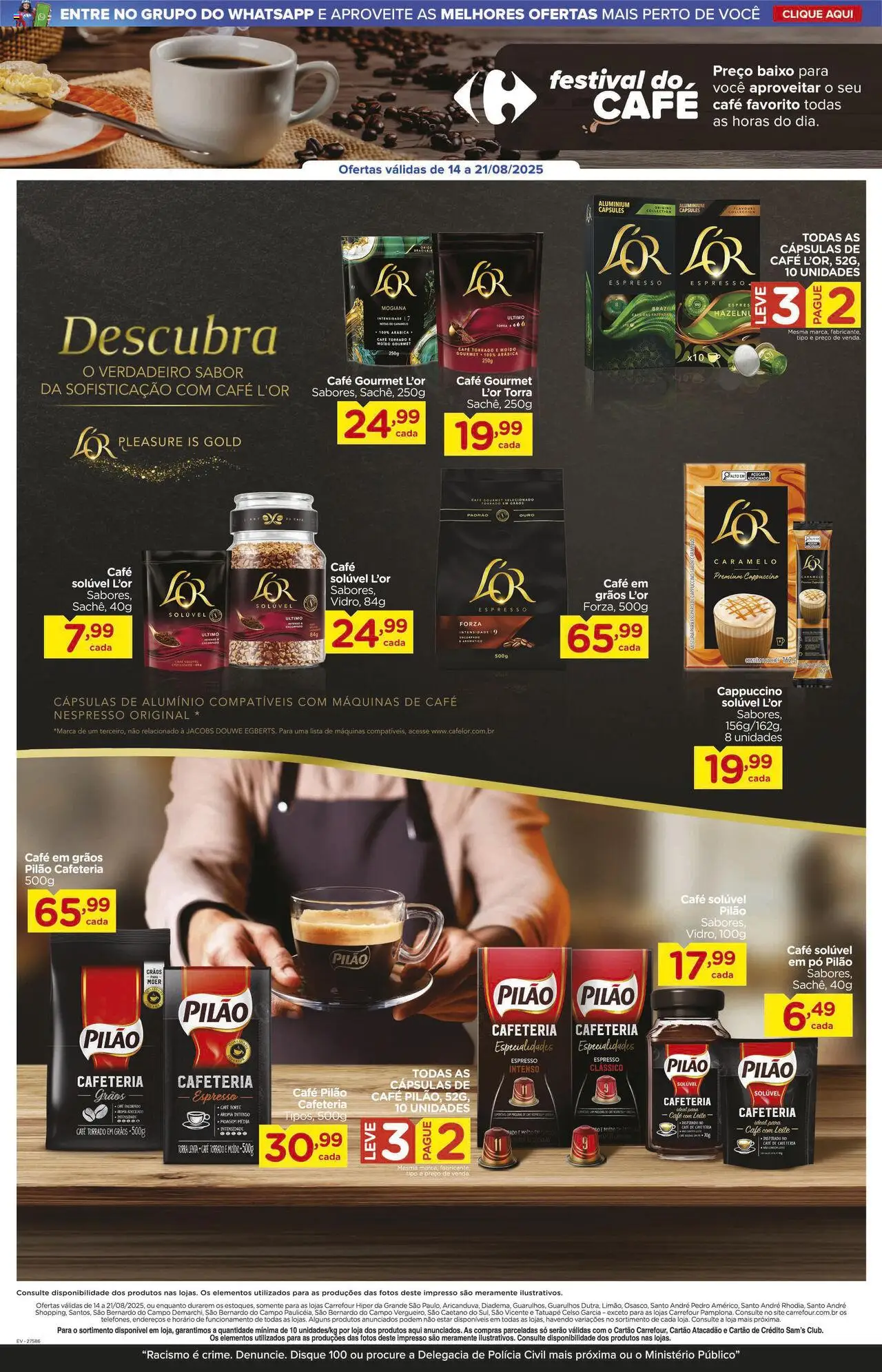 Carrefour Folheto - válido de 14.08.2025 | Página: 5 | Produtos: Leite, Café, Café pilão, Café solúvel