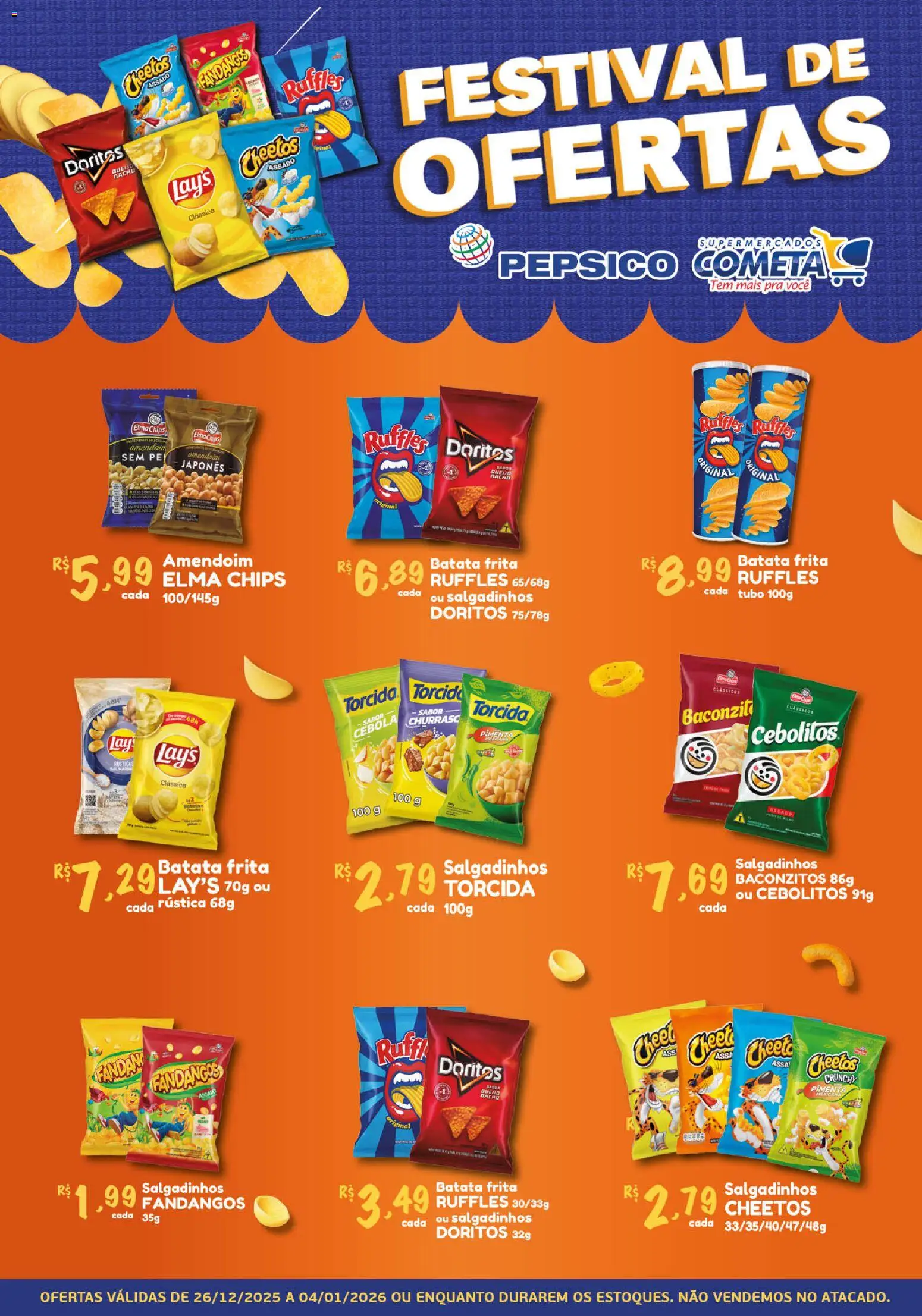 Cometa Supermercados Folheto - válido de 26.12.2025 | Página: 1 | Produtos: Amendoim, Cebola, Salgadinhos, Batata
