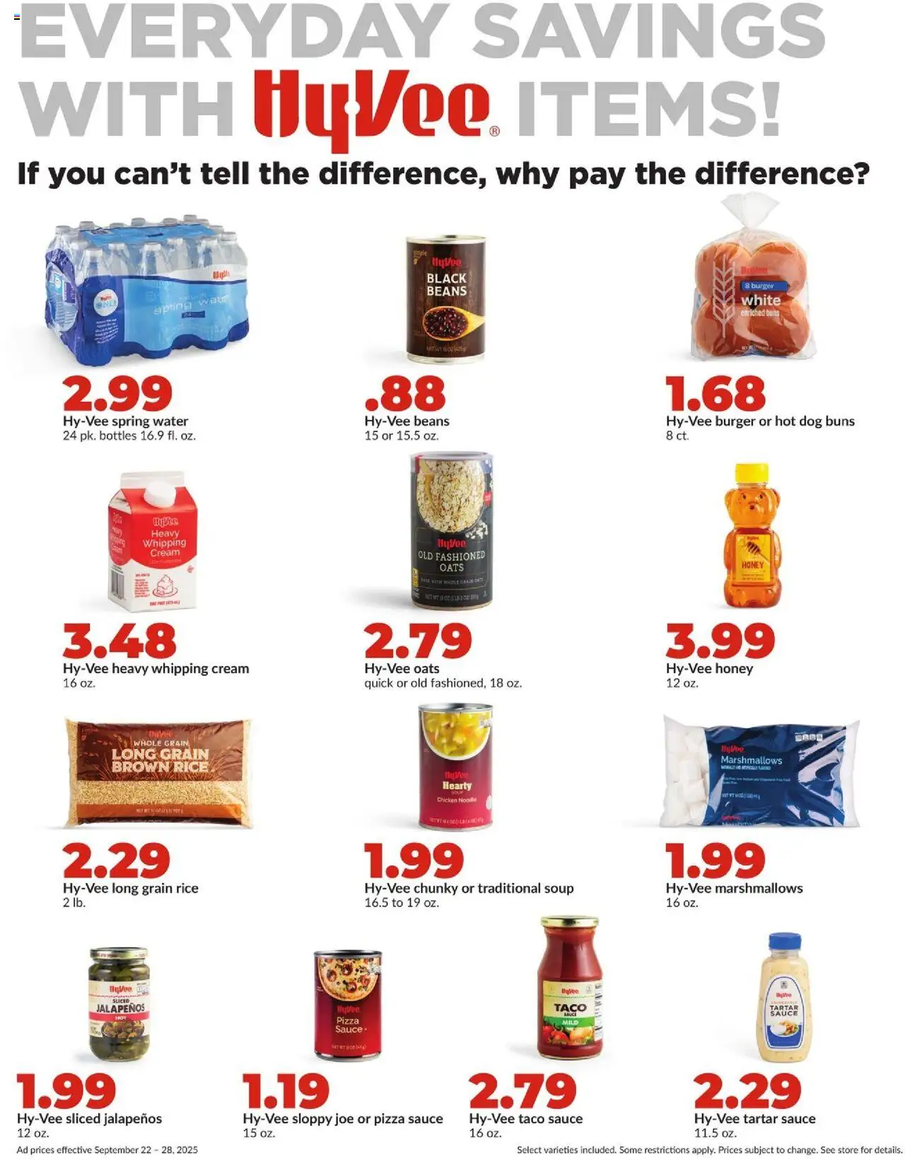 HyVee Weekly Ad - valid from 22.09.2025 | Page: 16 | Products: Pizza, Rice, Cream, Water