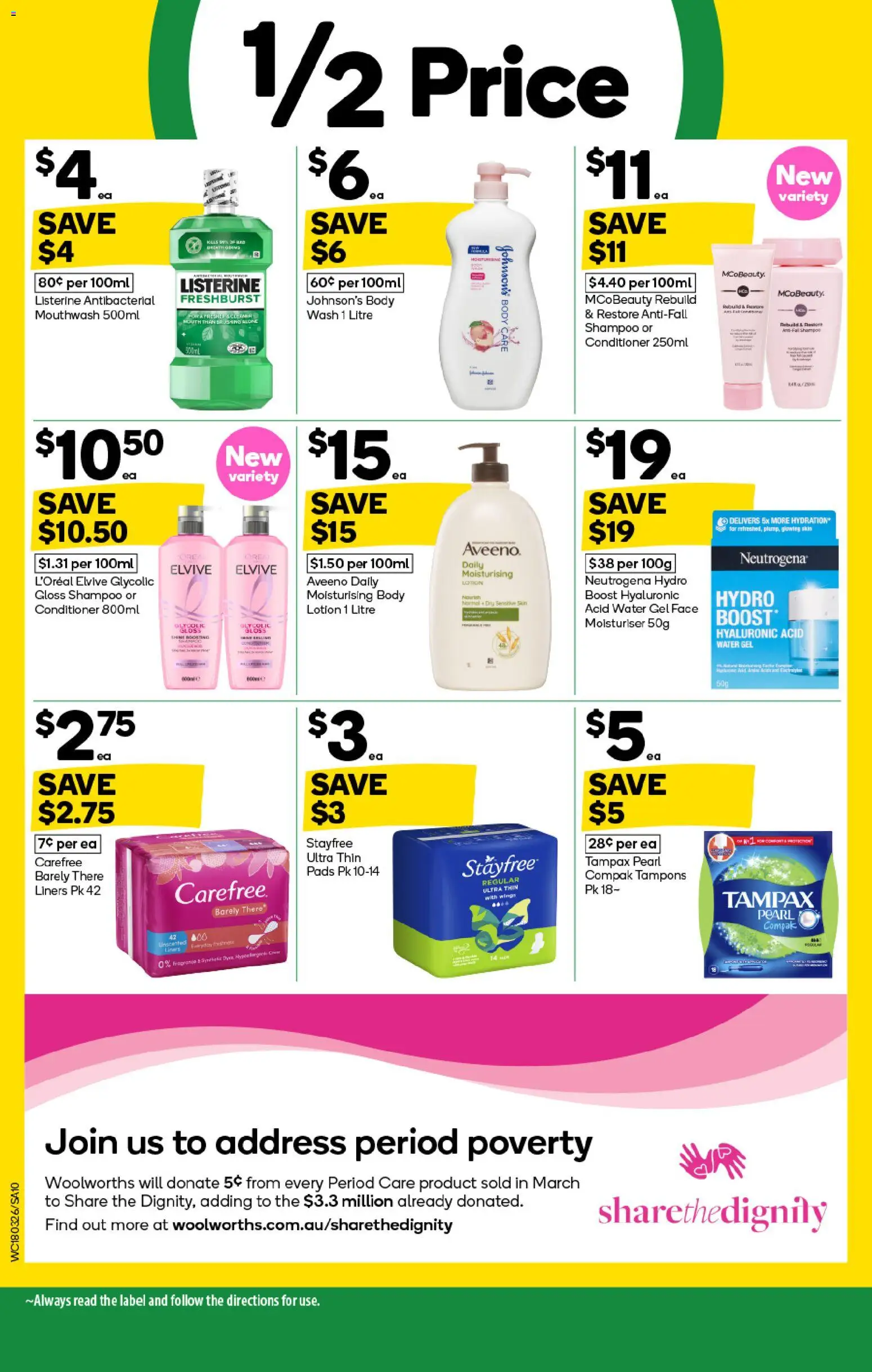 Woolworths catalogue - valid from 18.03.2026 | Page: 10 | Products: Shampoo, Conditioner, Lotion, Moisturiser