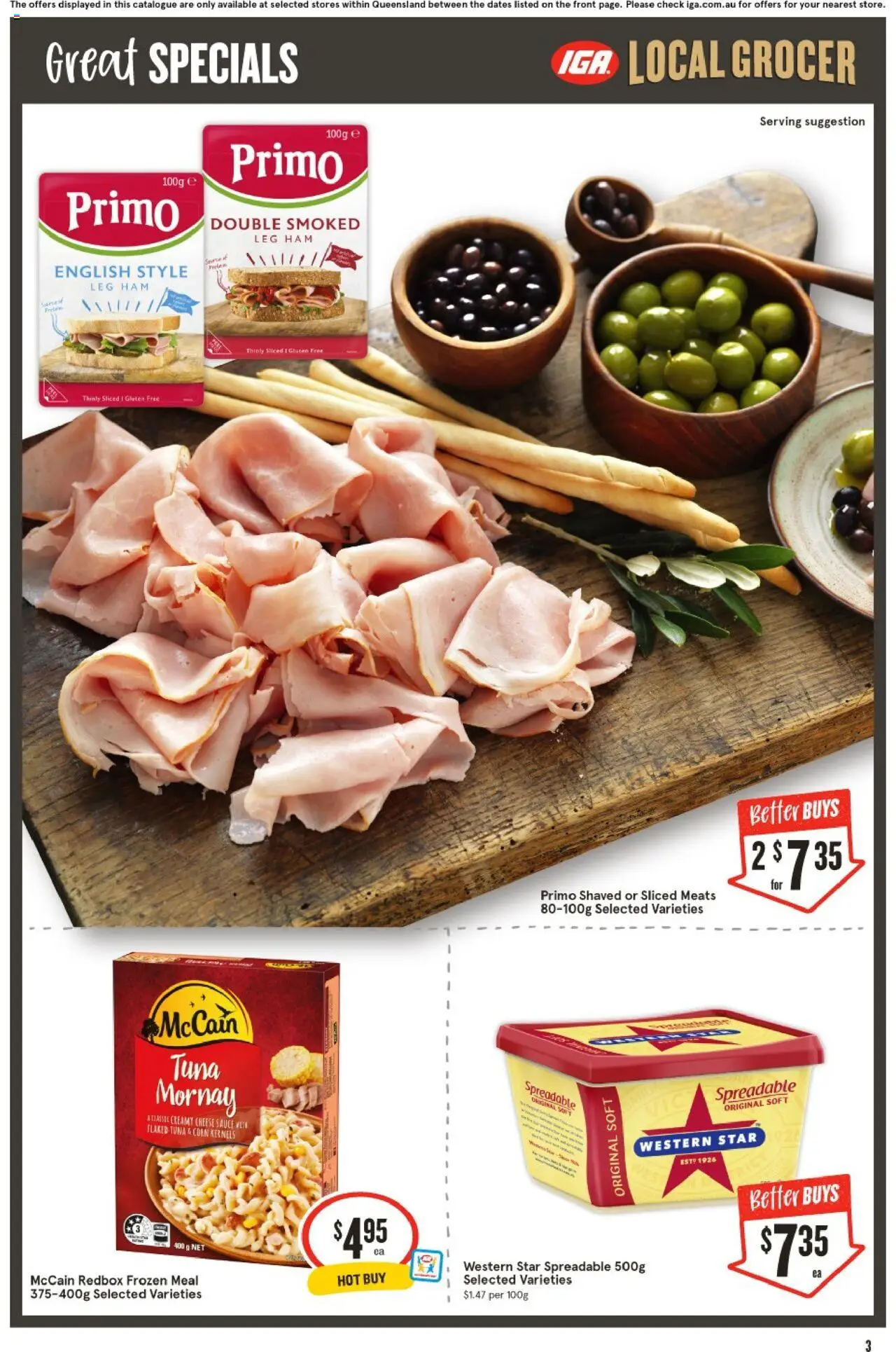 IGA catalogue - valid from 25.06.2025 | Page: 3 | Products: Cheese, Ham, Sauce, Tuna