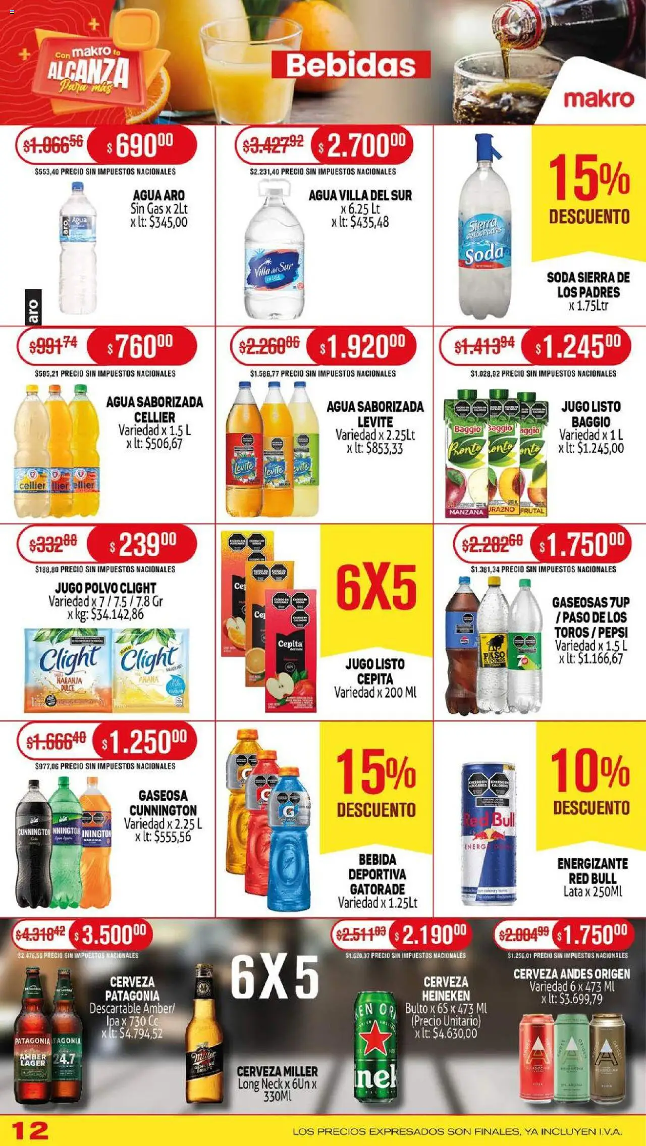Makro ofertas │ válido desde el 07.08.2025 | Página: 12 | Productos: Gaseosa, Soda, Manzana, Cerveza