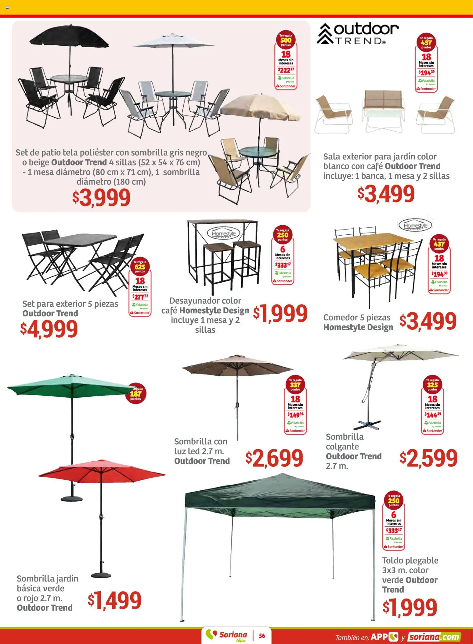 Nuevas ofertas de Soriana válidas en toda la República Mexicana desde el 12.02.2026. ¡Encuentra las mejores ofertas en Soriana - Preciazazaso Híper: Frontera Chia, Q. Roo! | Página: 56 | Productos: Toldo, Té, Sombrilla, Desayunador