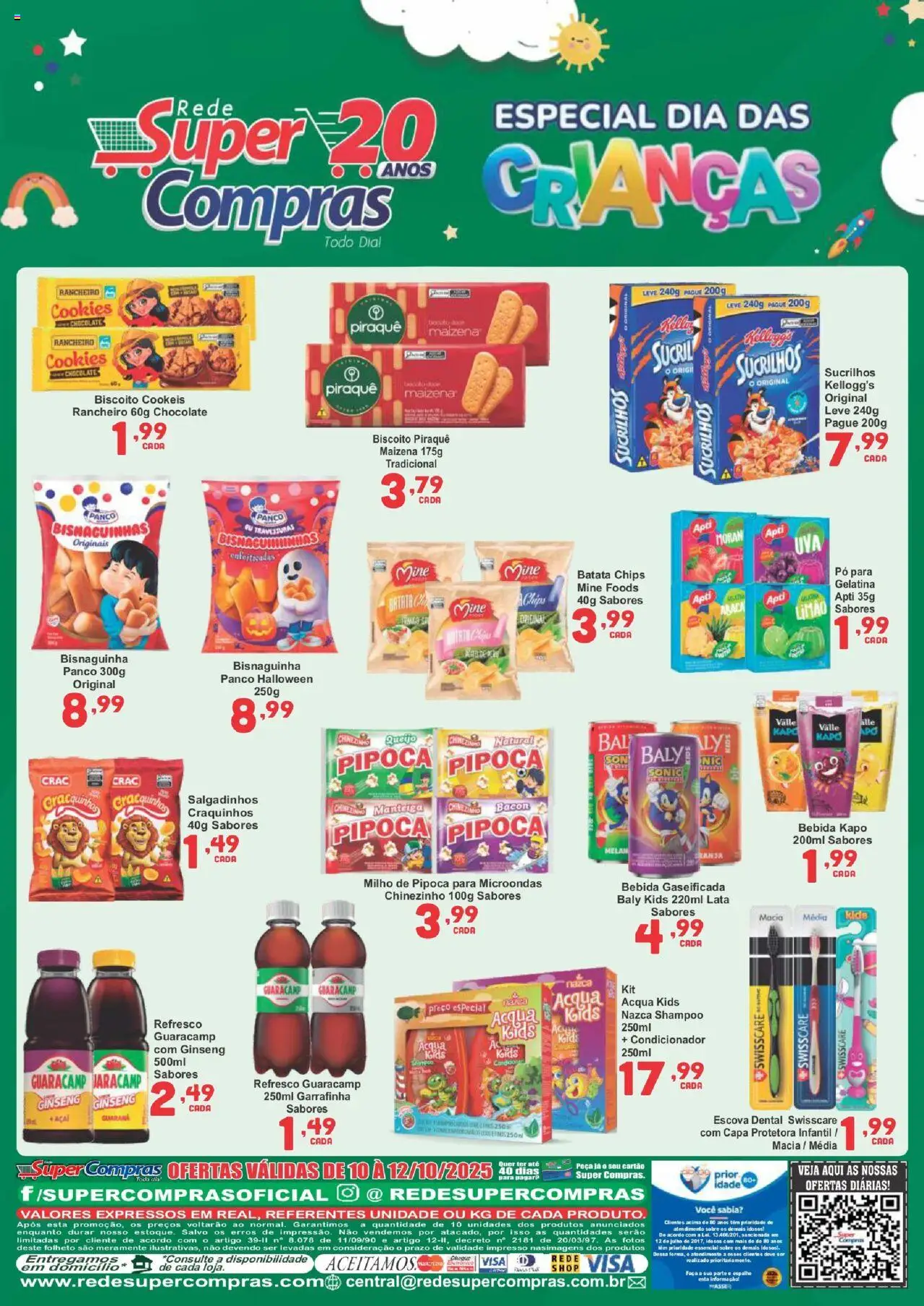 Rede Super Compras Folheto - válido de 10.10.2025 | Página: 2 | Produtos: Escova, Salgadinhos, Bebida, Cookies