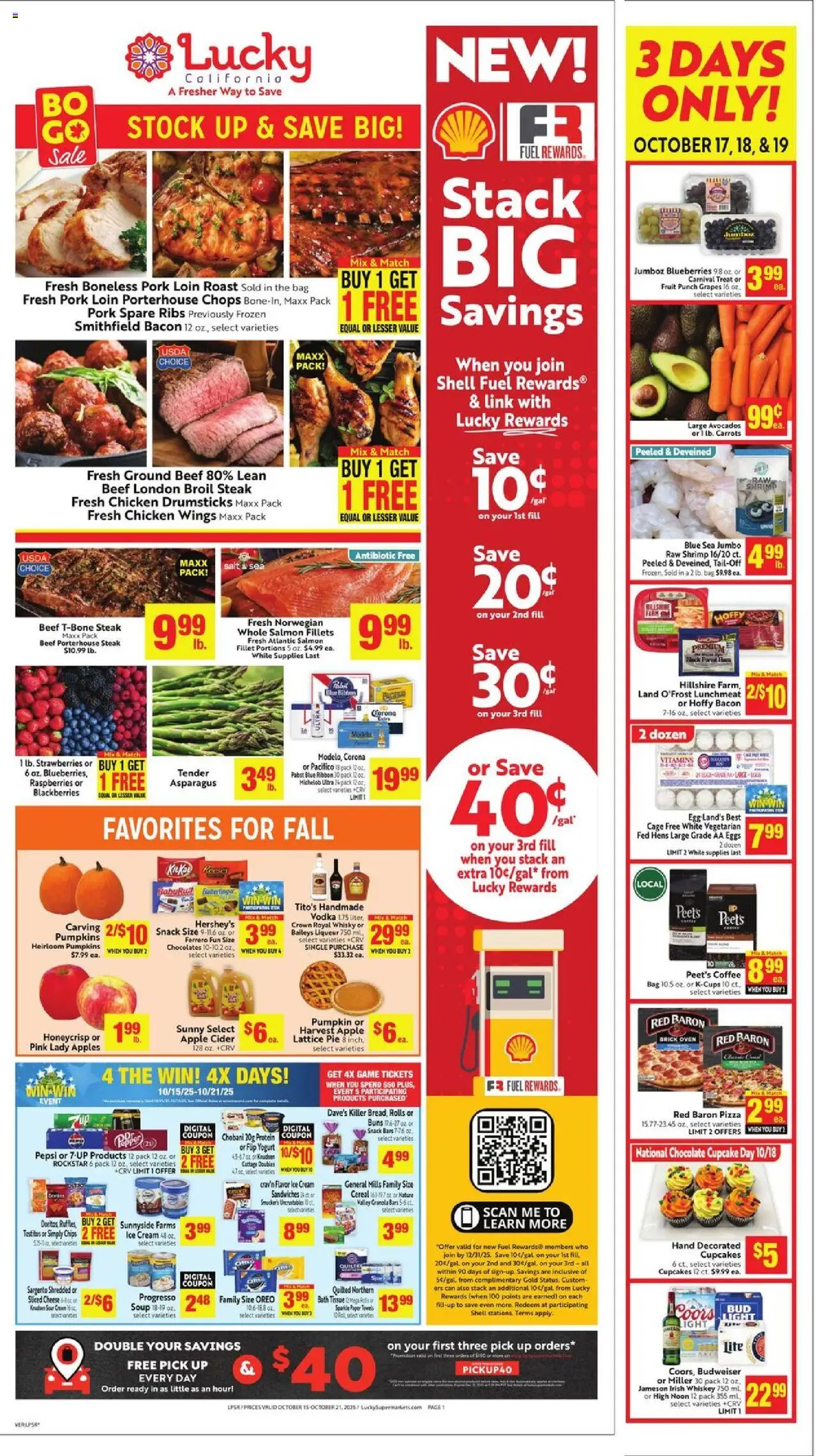 Lucky Supermarkets Weekly - AK - valid from 15.10.2025 | Page: 1 | Products: Yogurt, Eggs, Cupcake, Oven