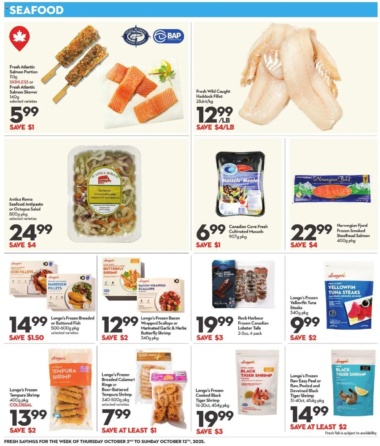Longo's flyer valid from 02.10.2025 | Page: 7 | Products: Fish, Salad