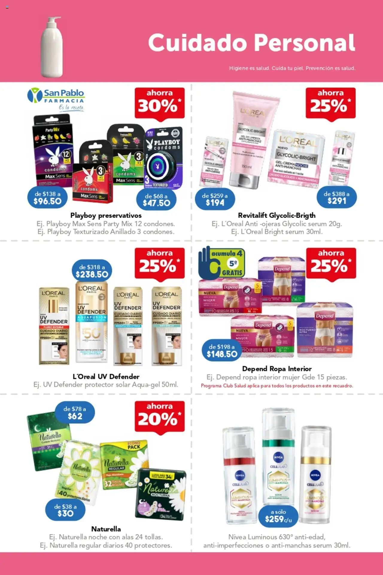 Nuevas ofertas de Farmacia San Pablo válidas en toda la República Mexicana desde el 21.09.2025. ¡Encuentra las mejores ofertas en Farmacia San Pablo - Catálogo! | Página: 3 | Productos: Preservativos, Protectores diarios, Ropa, Protector solar