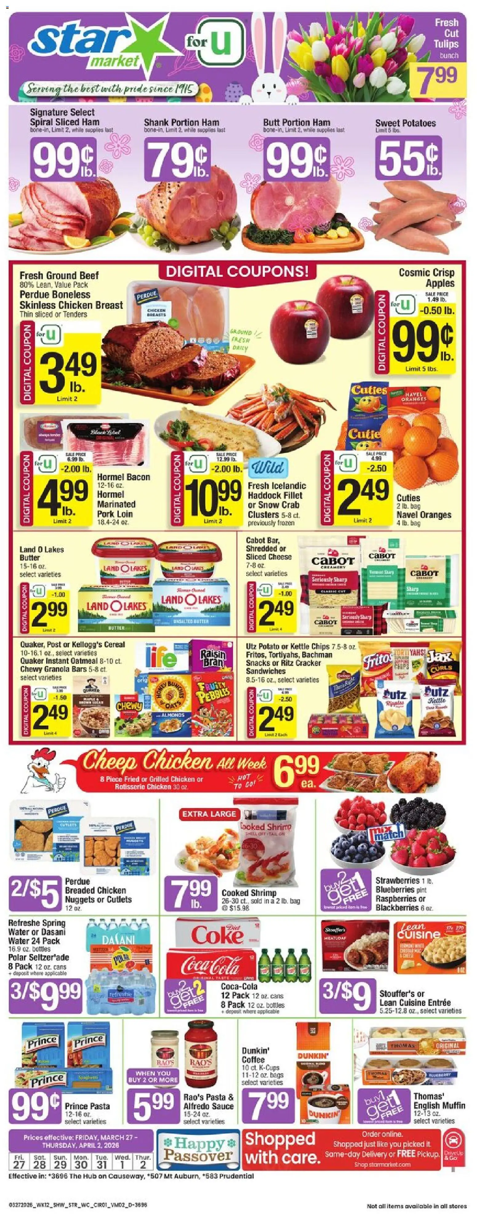 Star Market Weekly Ad - valid from 27.03.2026 | Page: 1 | Products: Butter, Cheese, Bag, Kettle