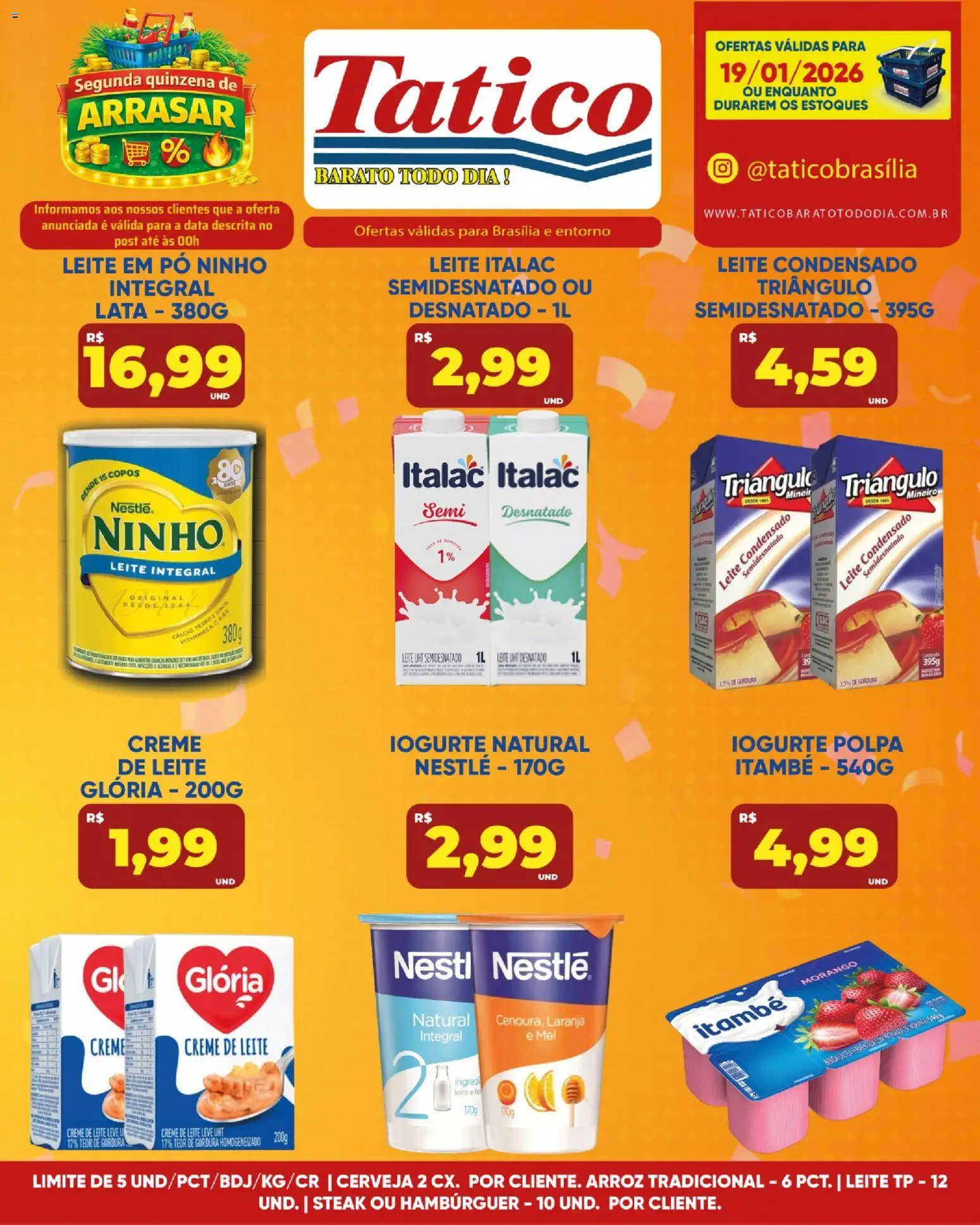 Tatico Folheto - válido de 19.01.2026 | Página: 4 | Produtos: Leite integral, Cerveja, Mel, Creme de leite