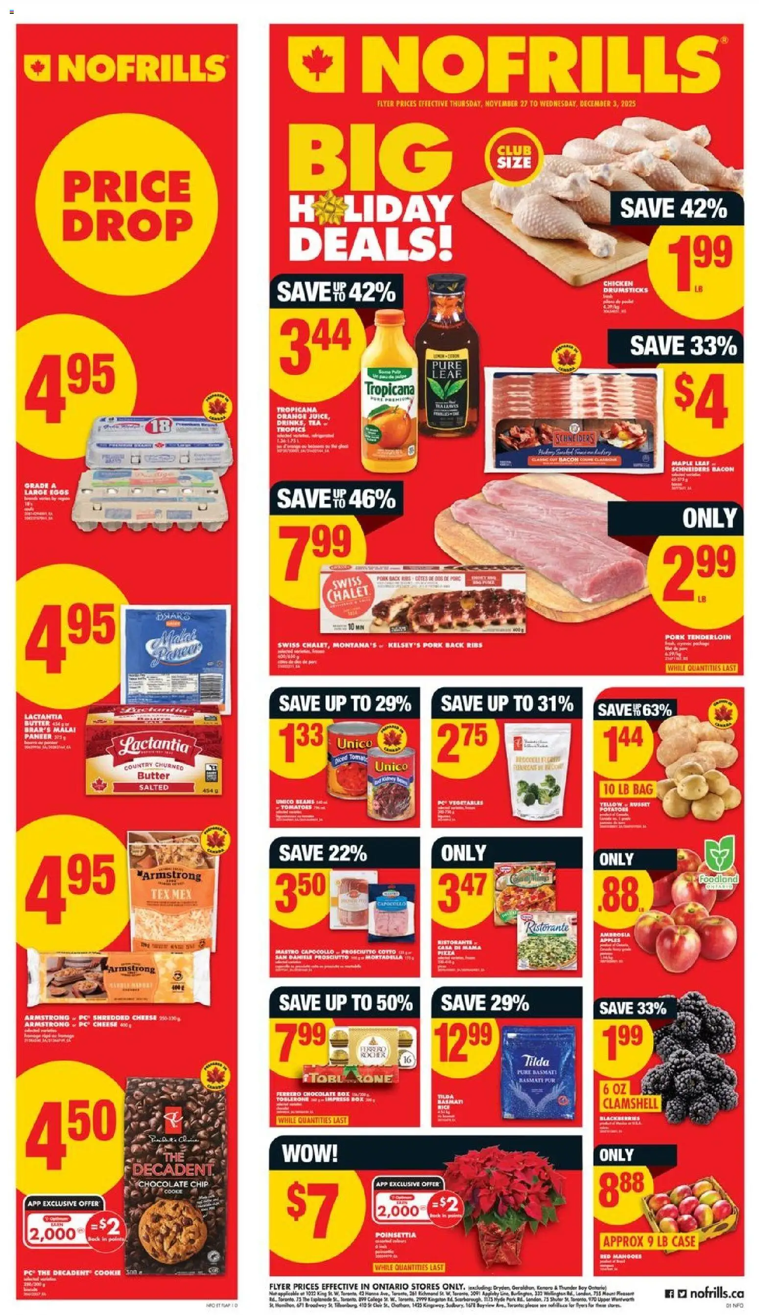 No Frills flyer valid from 27.11.2025 | Page: 1 | Products: Rice, Case, Chocolate, Chicken
