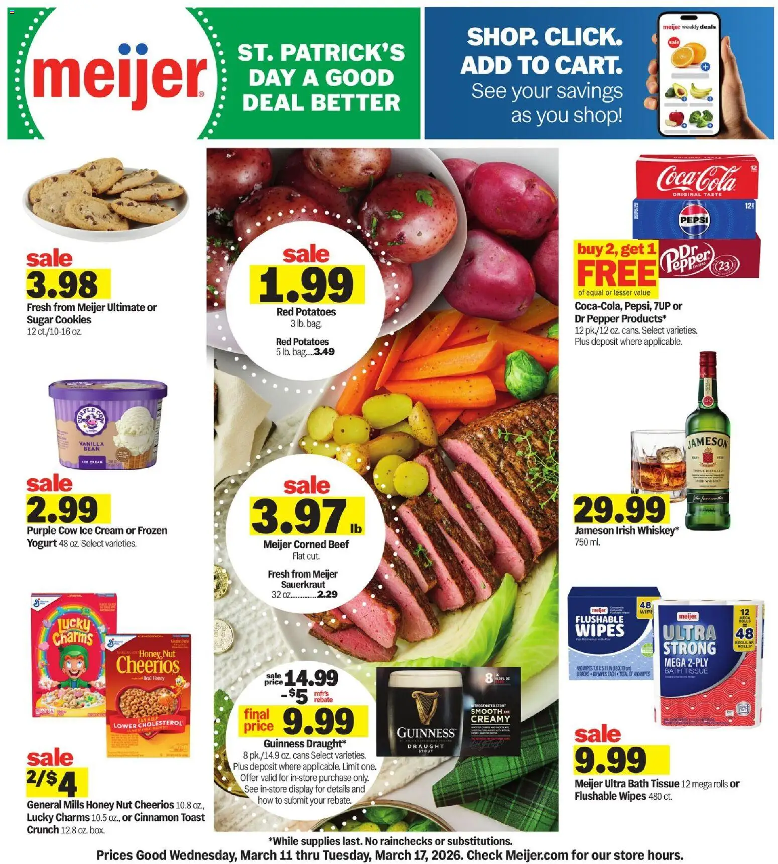 Meijer Weekly Ad - valid from 11.03.2026 | Page: 1 | Products: Bath, Beef, Cream, Bag