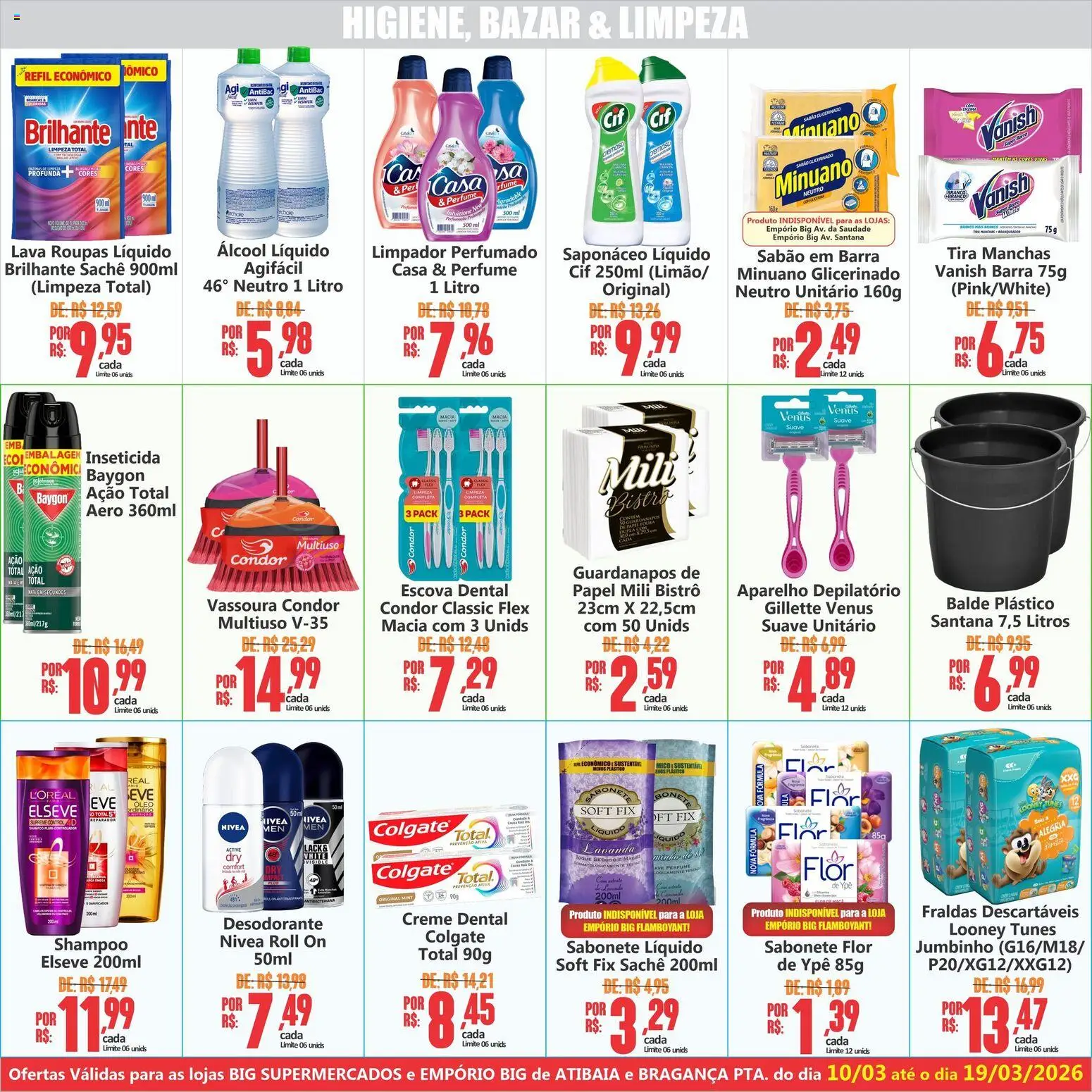 Big Supermercados Folheto - válido de 10.03.2026 | Página: 6 | Produtos: Shampoo, Escova, Sabonete, Creme dental
