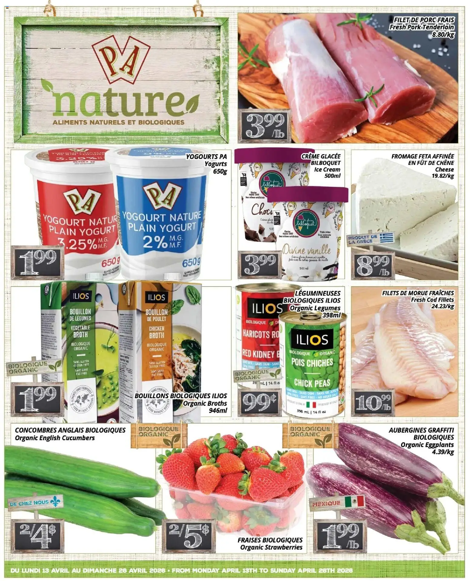 Pa Supermarché flyer valid from 13.04.2026 | Page: 1 | Products: Cream, Cucumbers, Cheese, Chicken