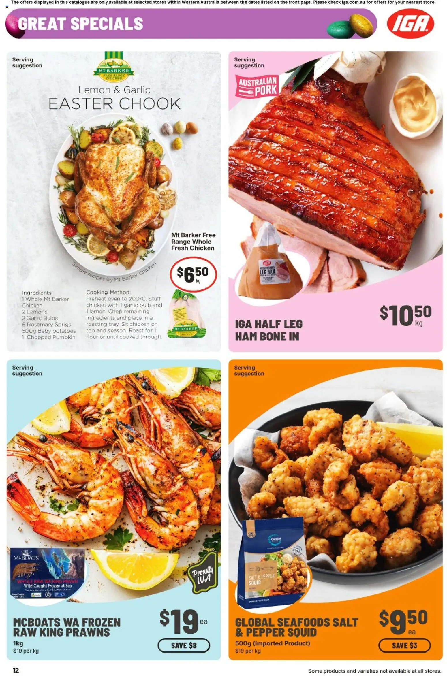 IGA catalogue - valid from 25.03.2026 | Page: 12 | Products: Ham, Chicken, Potatoes, Lemon