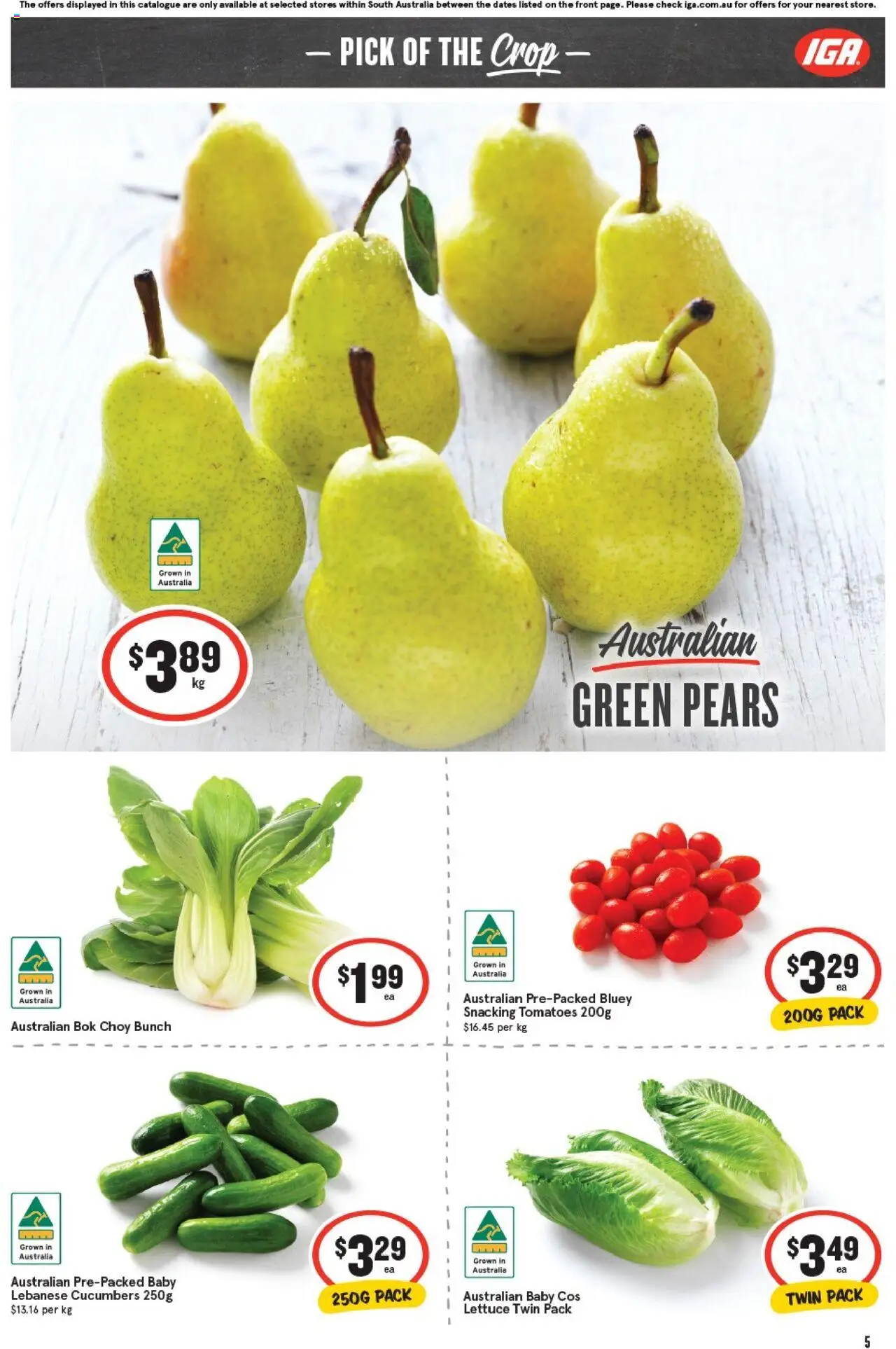 IGA catalogue - valid from 01.10.2025 | Page: 5 | Products: Lettuce, Tomatoes, Cucumbers