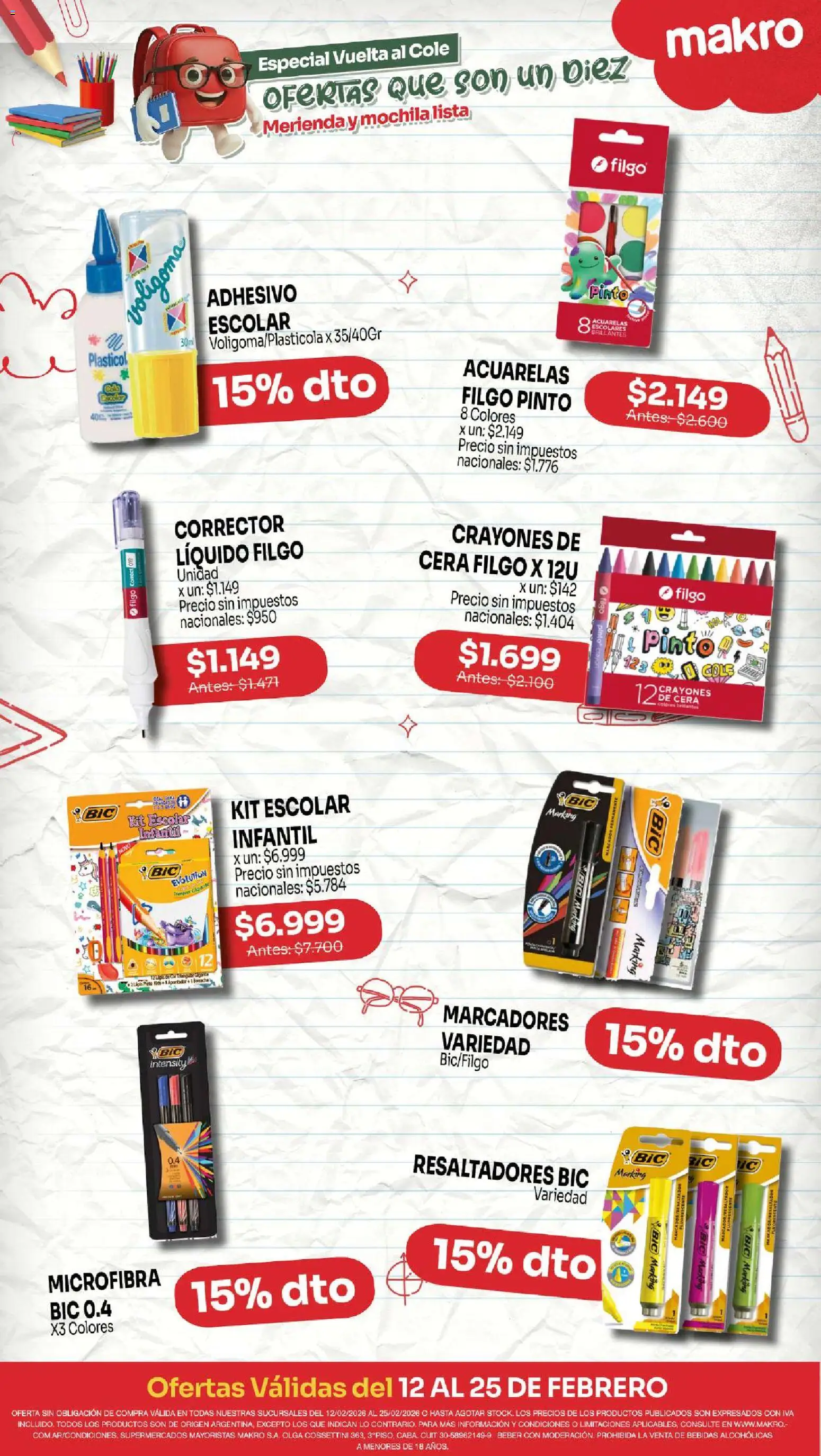 Makro ofertas Vuelta al cole │ válido desde el 12.02.2026 | Página: 2 | Productos: Cera, Mochila