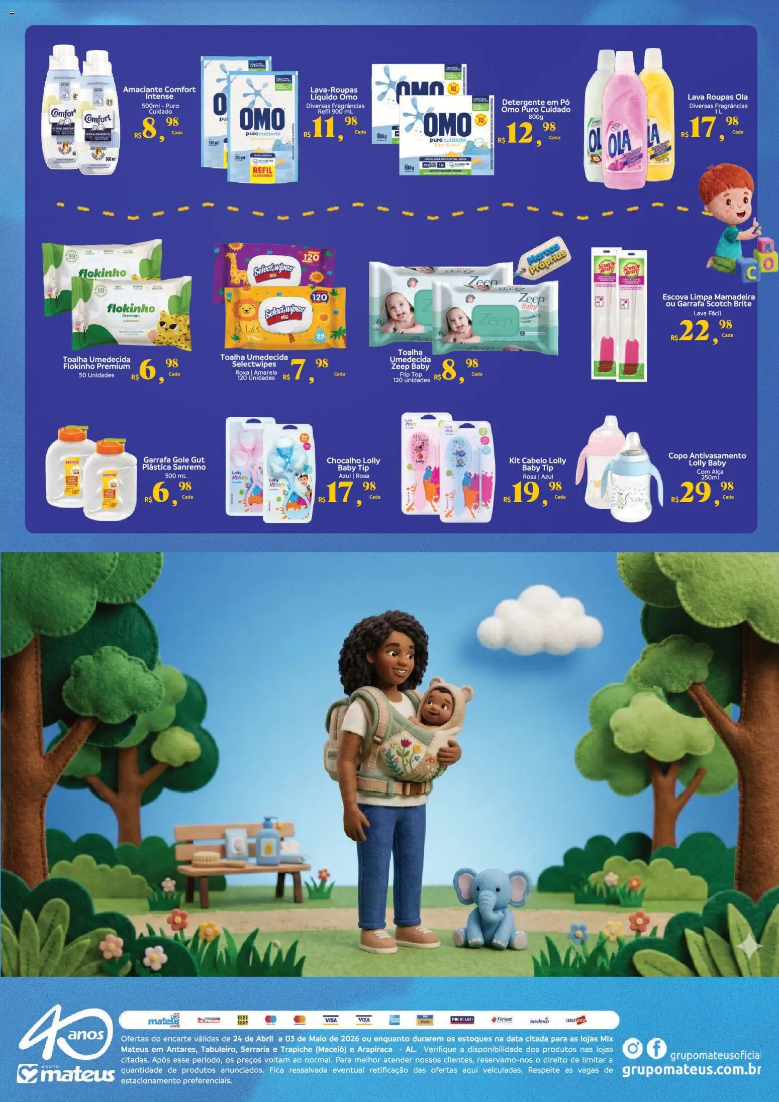 Mateus Folheto - válido de 24.04.2026 | Página: 4 | Produtos: Pó, Roupas, Toalha umedecida, Amaciante