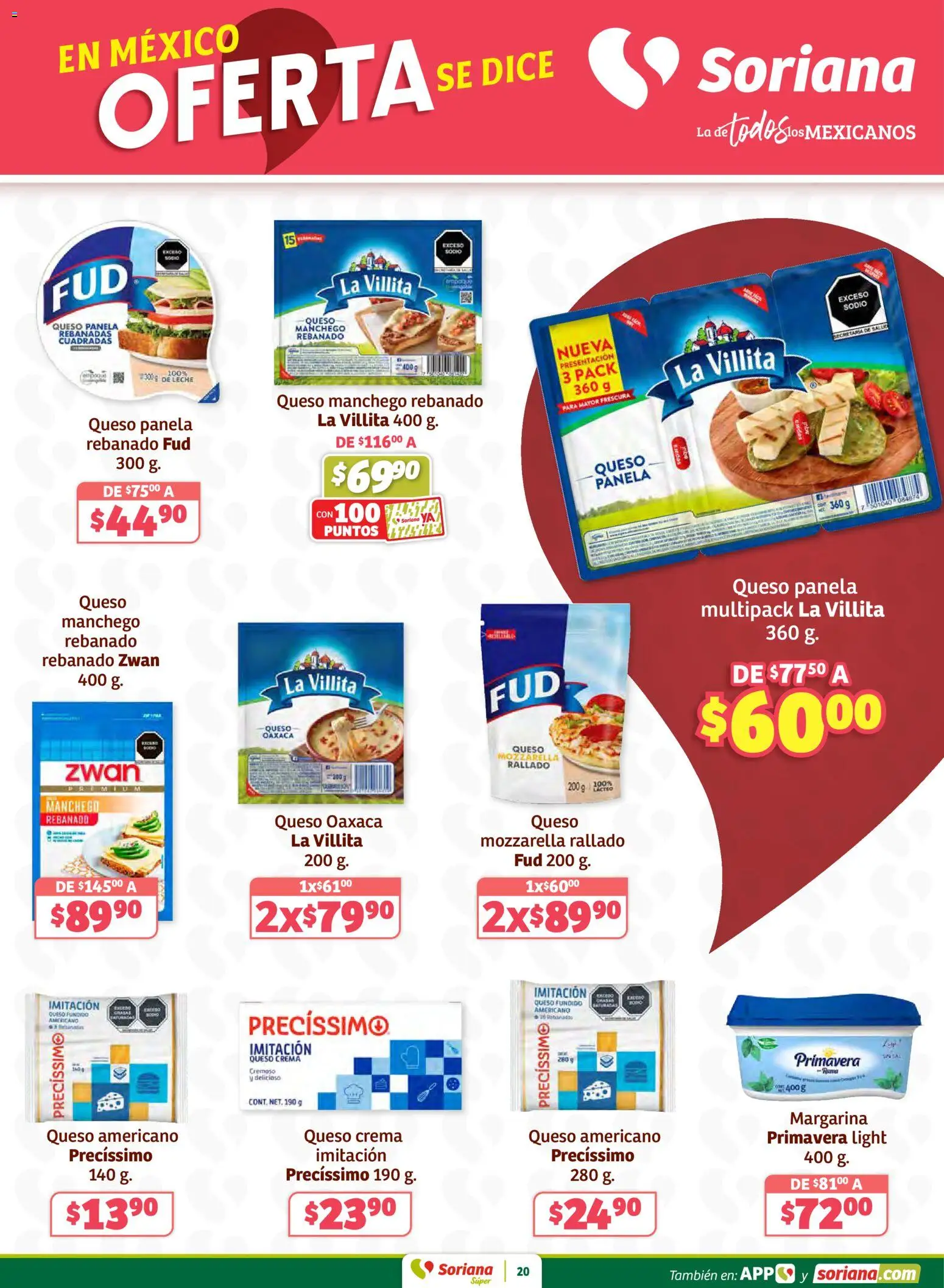 Nuevas ofertas de Soriana válidas en toda la República Mexicana desde el 02.01.2026. ¡Encuentra las mejores ofertas en Soriana - Preciazazaso Súper: Frontera Chih, Coah, Tamaulipas! | Página: 20 | Productos: Crema, Leche, Queso, Margarina